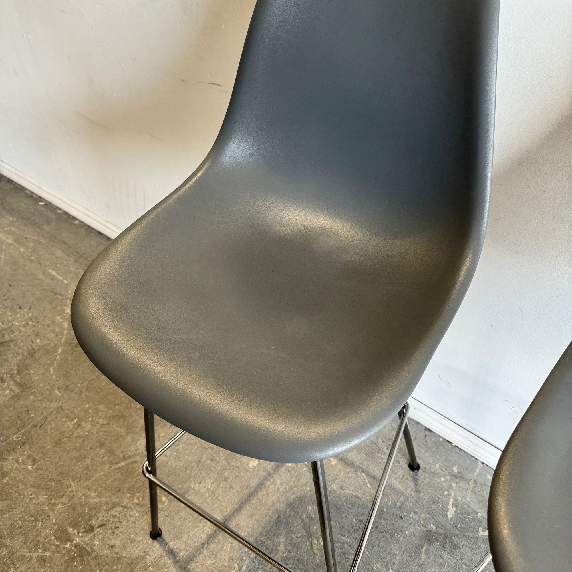 Authentic! Herman Miller Eames Molded Plastic Barstools (Gray) - Image 4