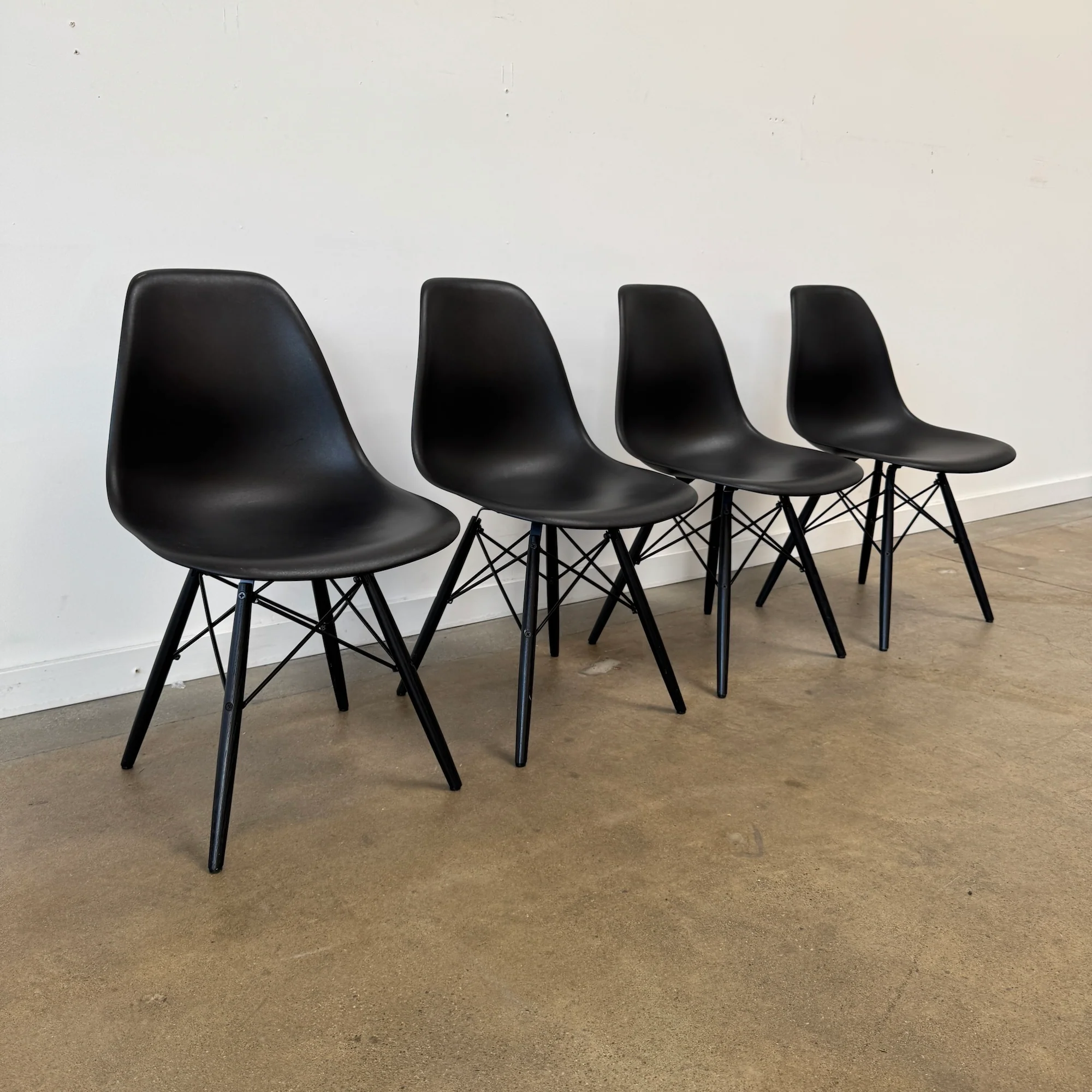 Authentic Herman Miller set of 4 Eames All Black Dining Chairs - Image 3