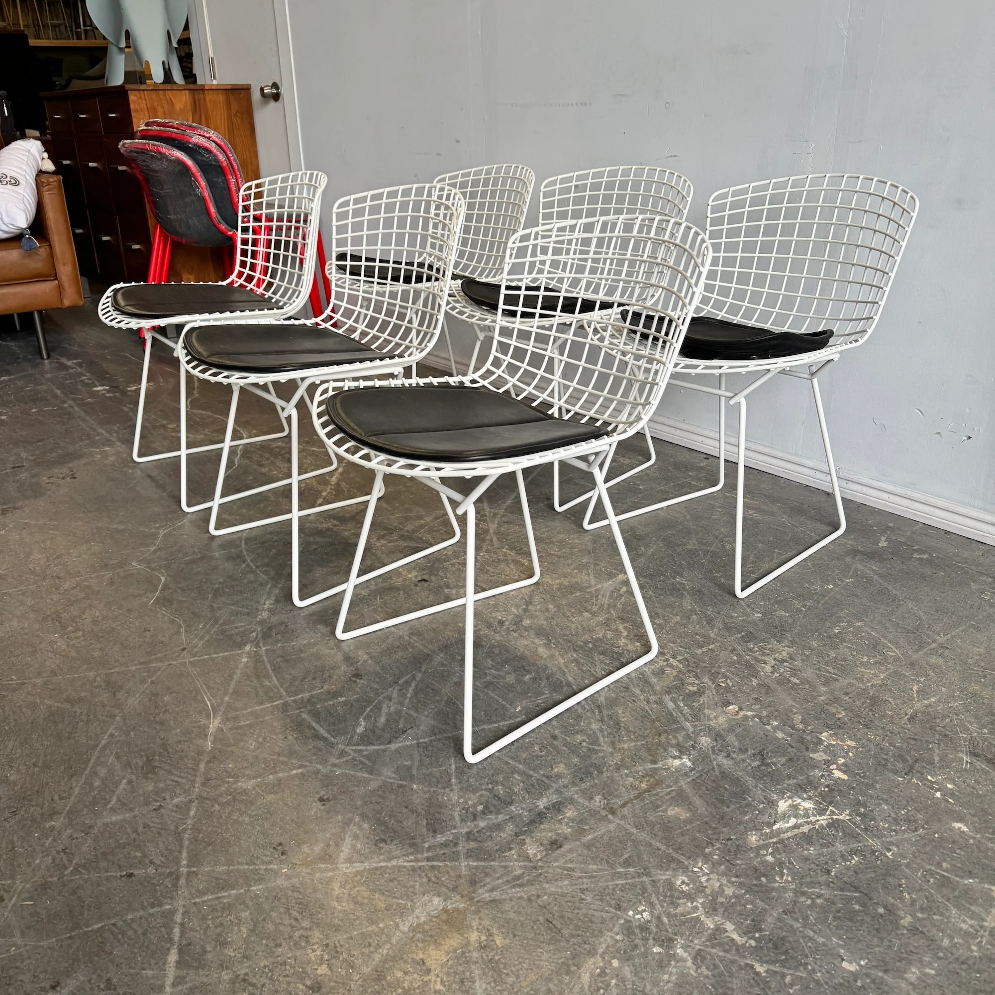 Authentic! Knoll Bertoia Side chairs with leather pad (Set of 6) - Image 2