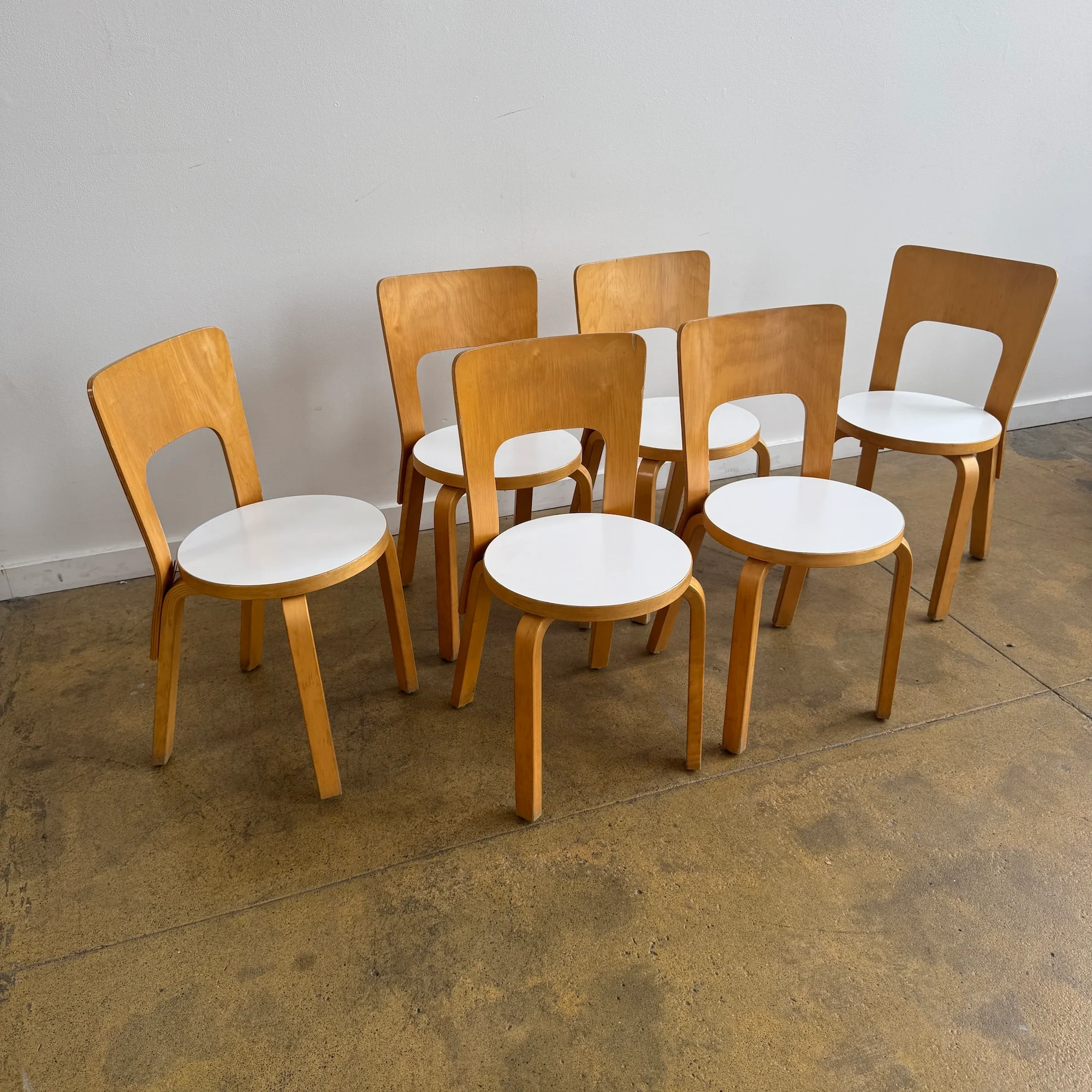 Authentic! Vintage Artek "Set of 6" Aalto Chair 66 - Image 2