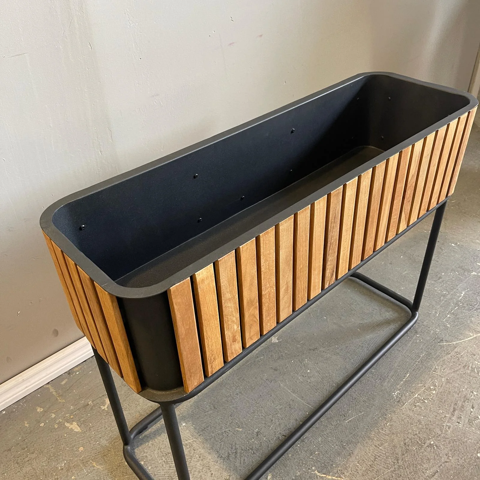 Combine 33" Teak Rectangular Planter With Base - Image 3