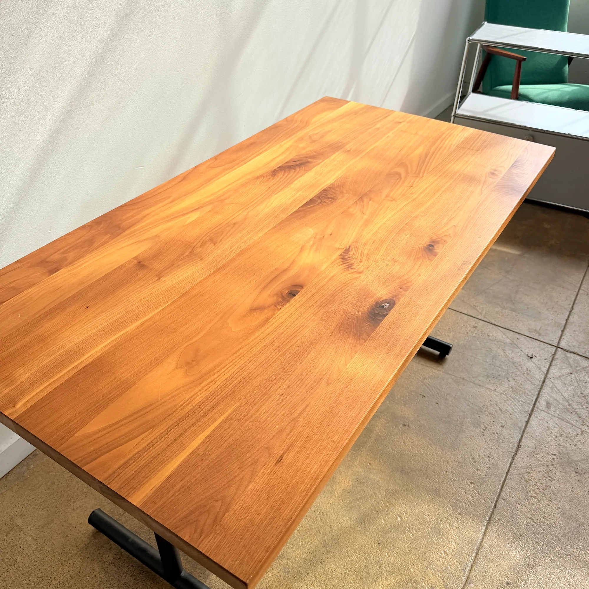 Crow Works Solid Walnut Wood T-Base Table/ Desk - Image 5