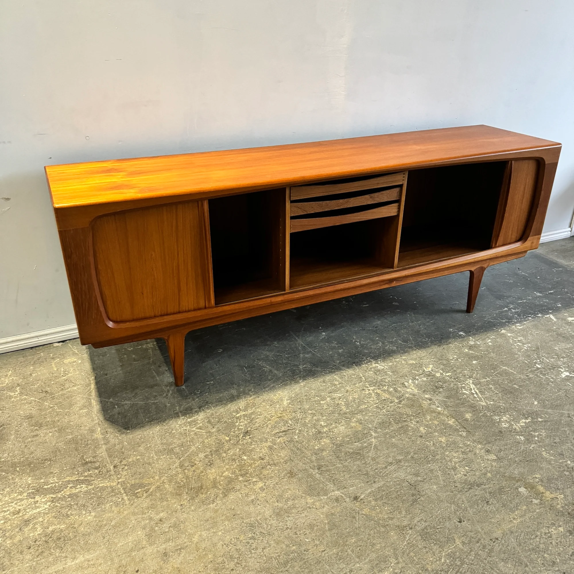 Danish Bernhard Pedersen Teak Tambour Door Long Credenza - Image 2