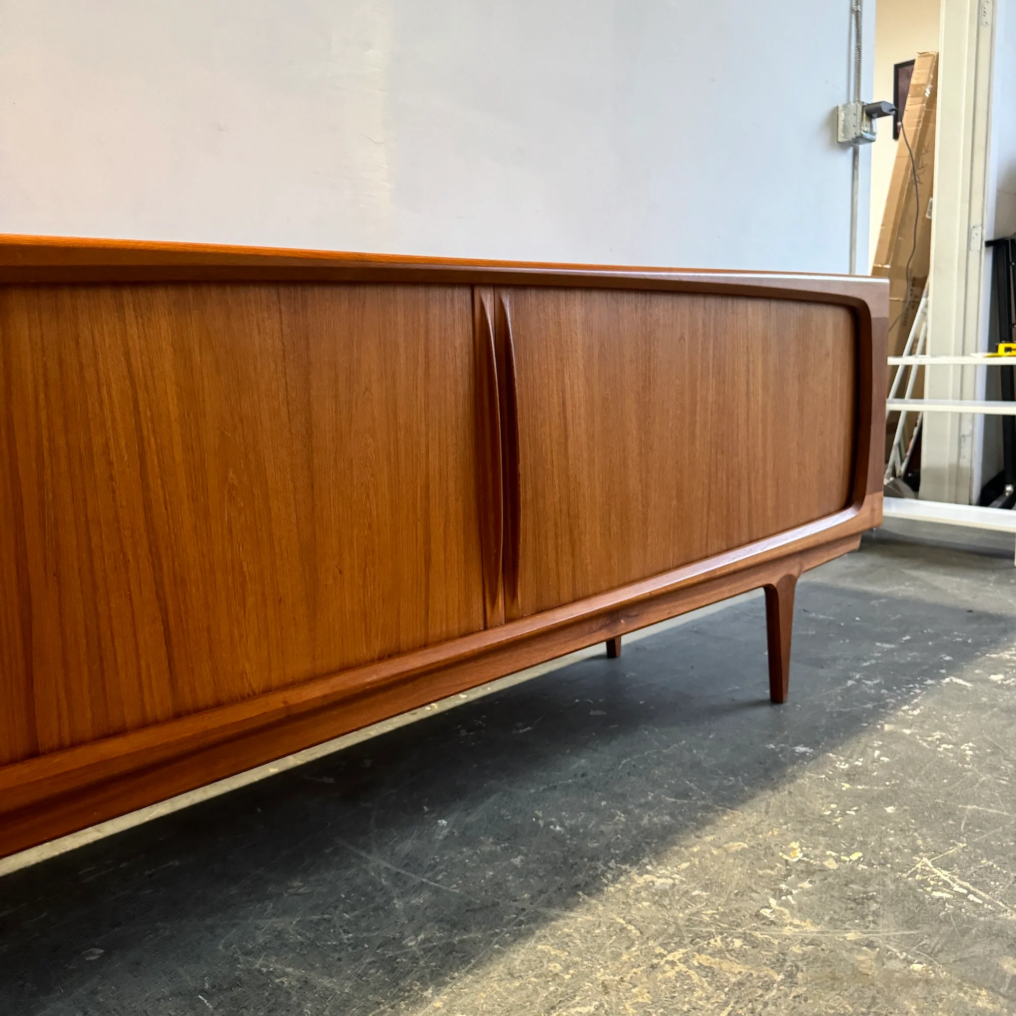 Danish Bernhard Pedersen Teak Tambour Door Long Credenza - Image 4