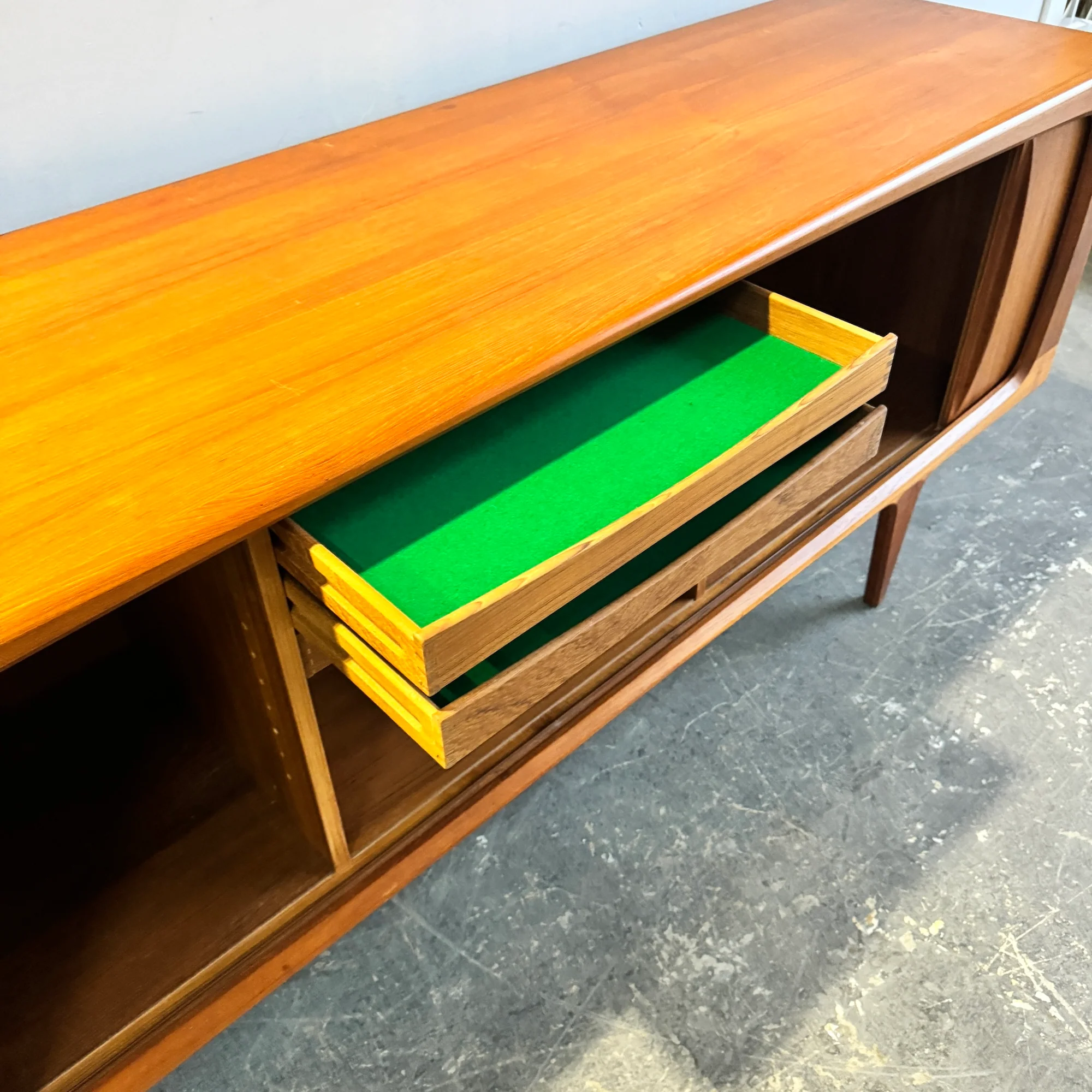 Danish Bernhard Pedersen Teak Tambour Door Long Credenza - Image 6