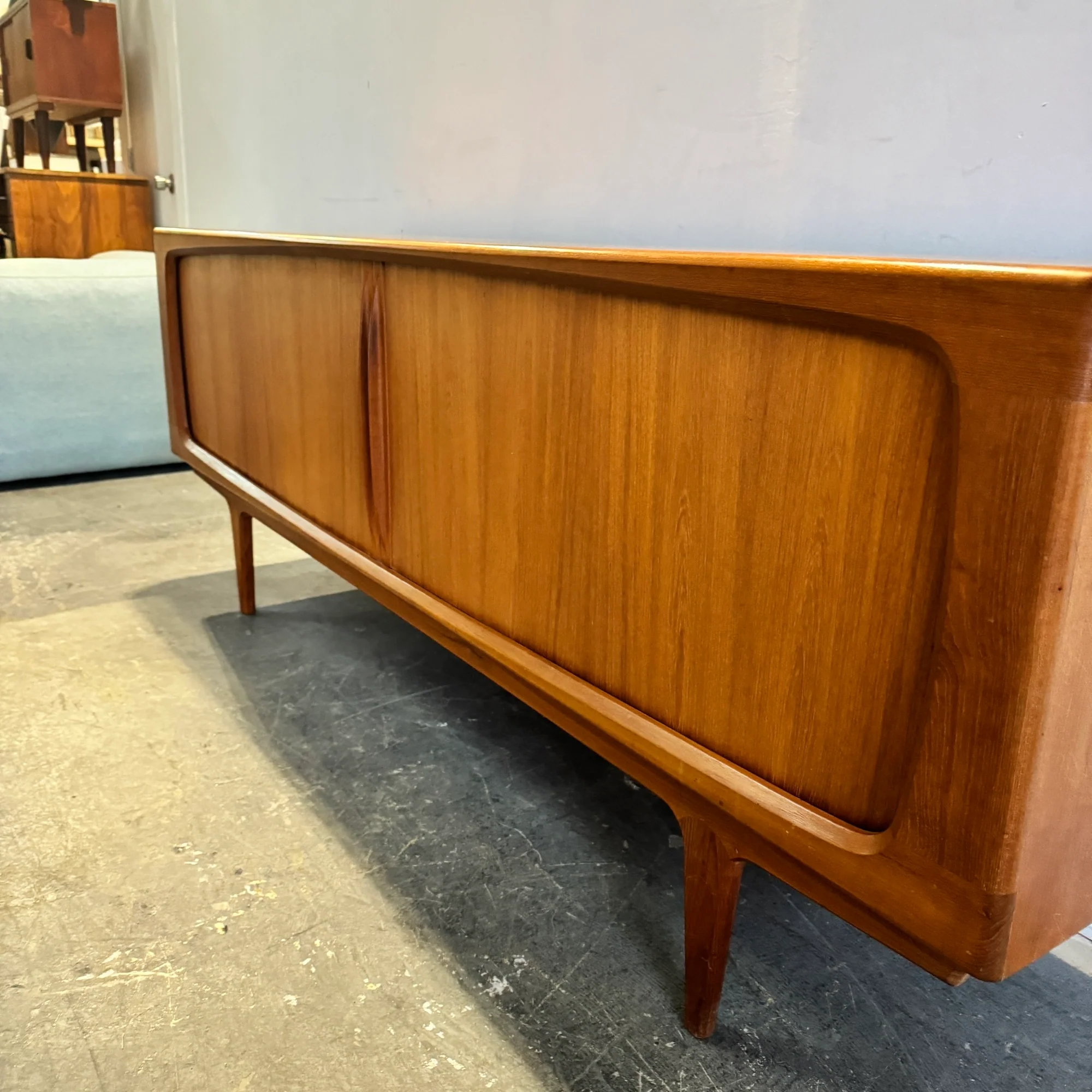 Danish Bernhard Pedersen Teak Tambour Door Long Credenza - Image 7