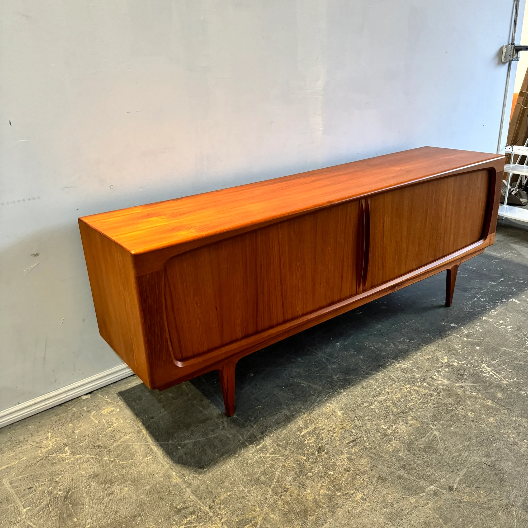 Danish Bernhard Pedersen Teak Tambour Door Long Credenza - Image 9