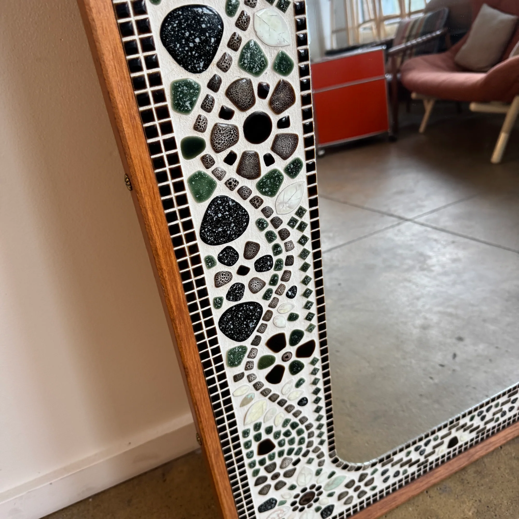 Danish Mid-Century Mosaic Mirror with Teak Frame, 1960s - Image 3