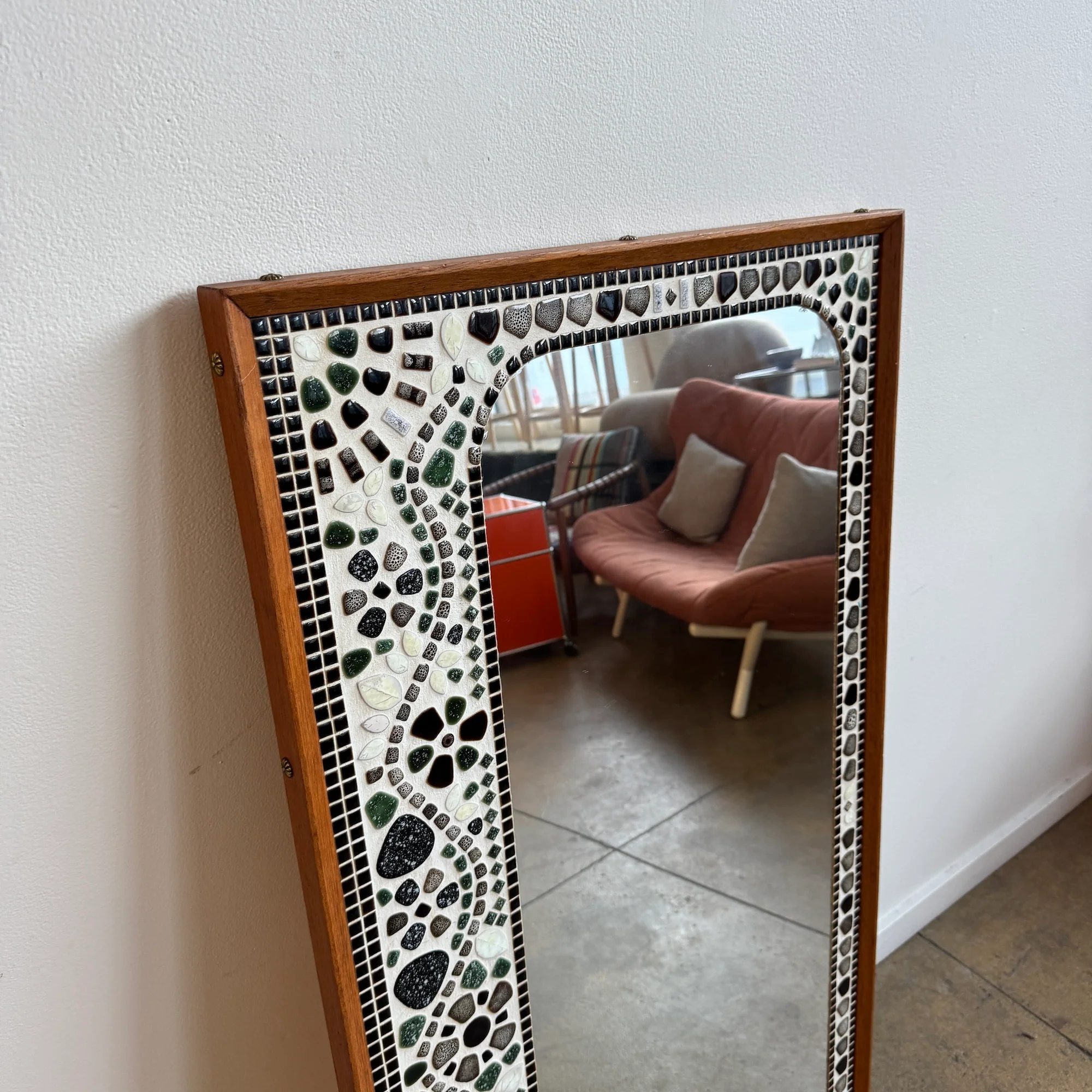 Danish Mid-Century Mosaic Mirror with Teak Frame, 1960s - Image 5