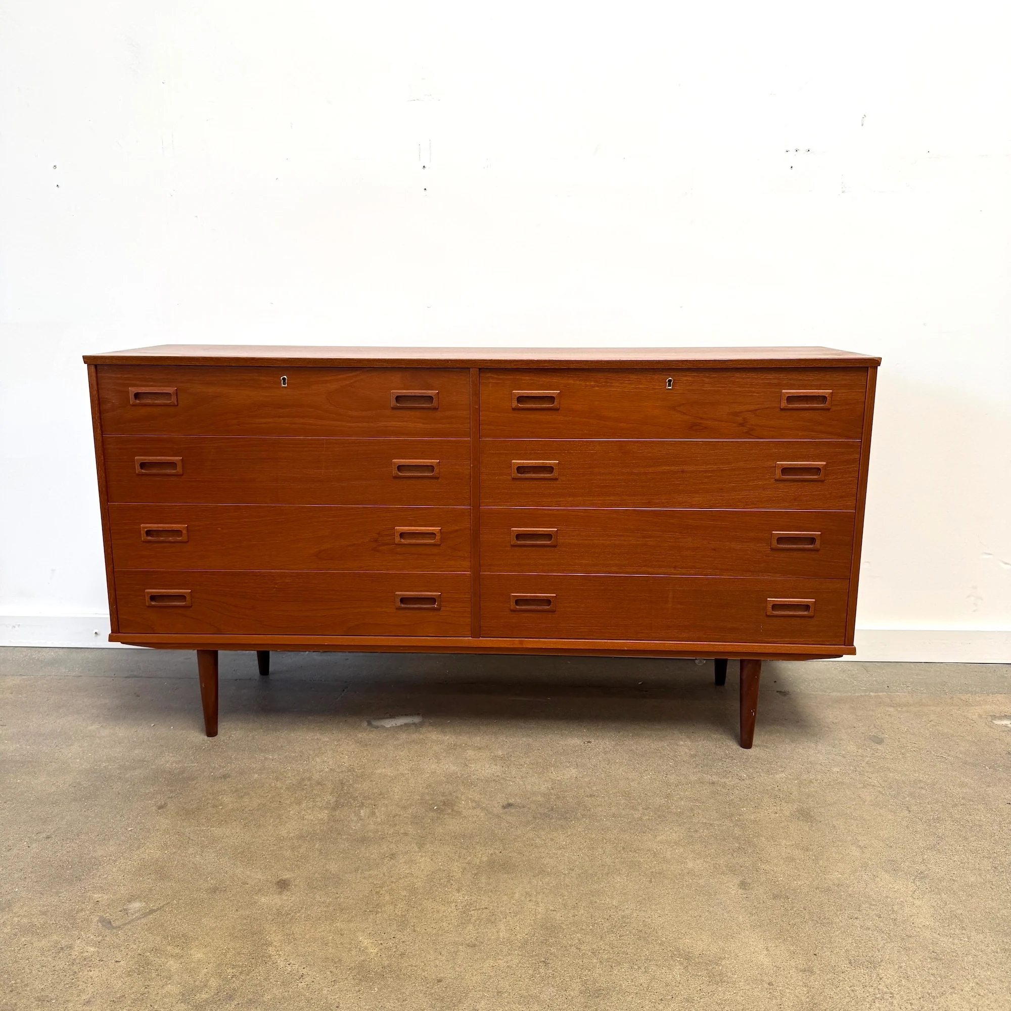 Danish Modern 8 Drawer Low Teak Dresser