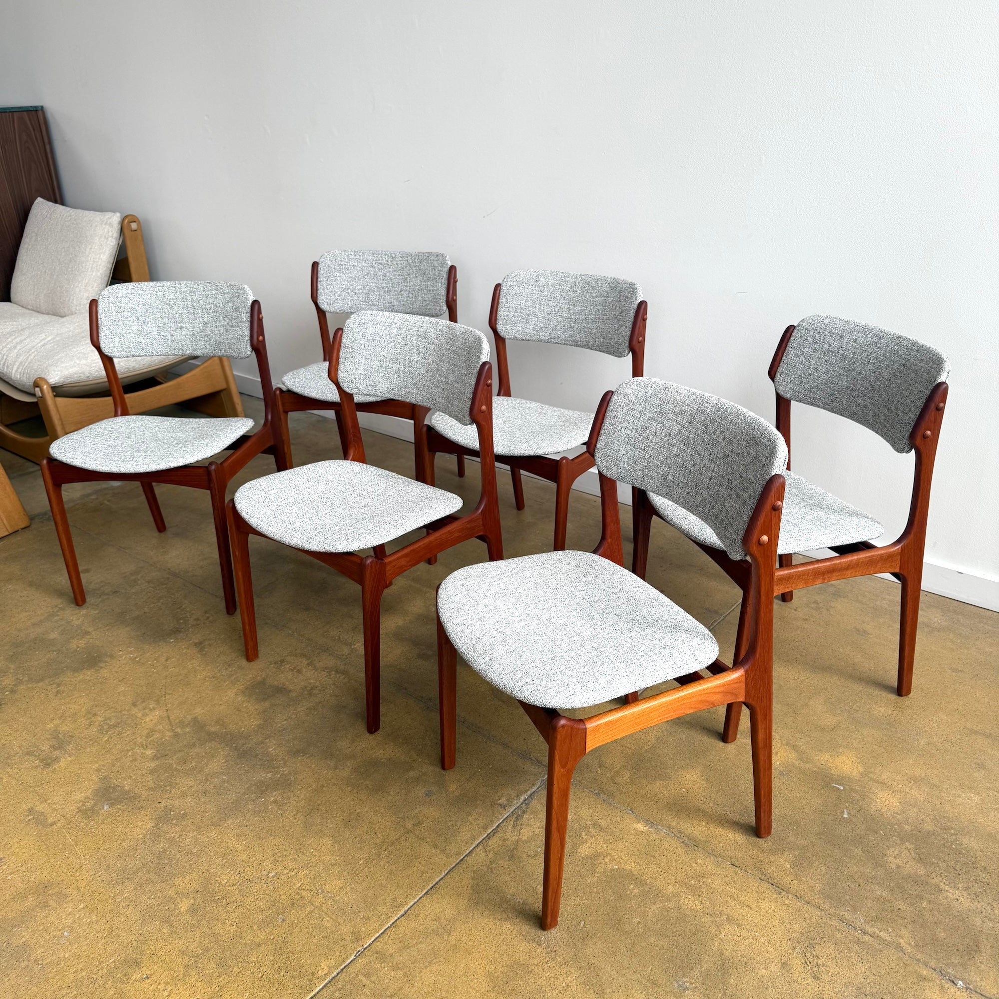 Danish Modern Erik Buch Model 49 Teak Dining chairs (New Upholstery) - Image 5