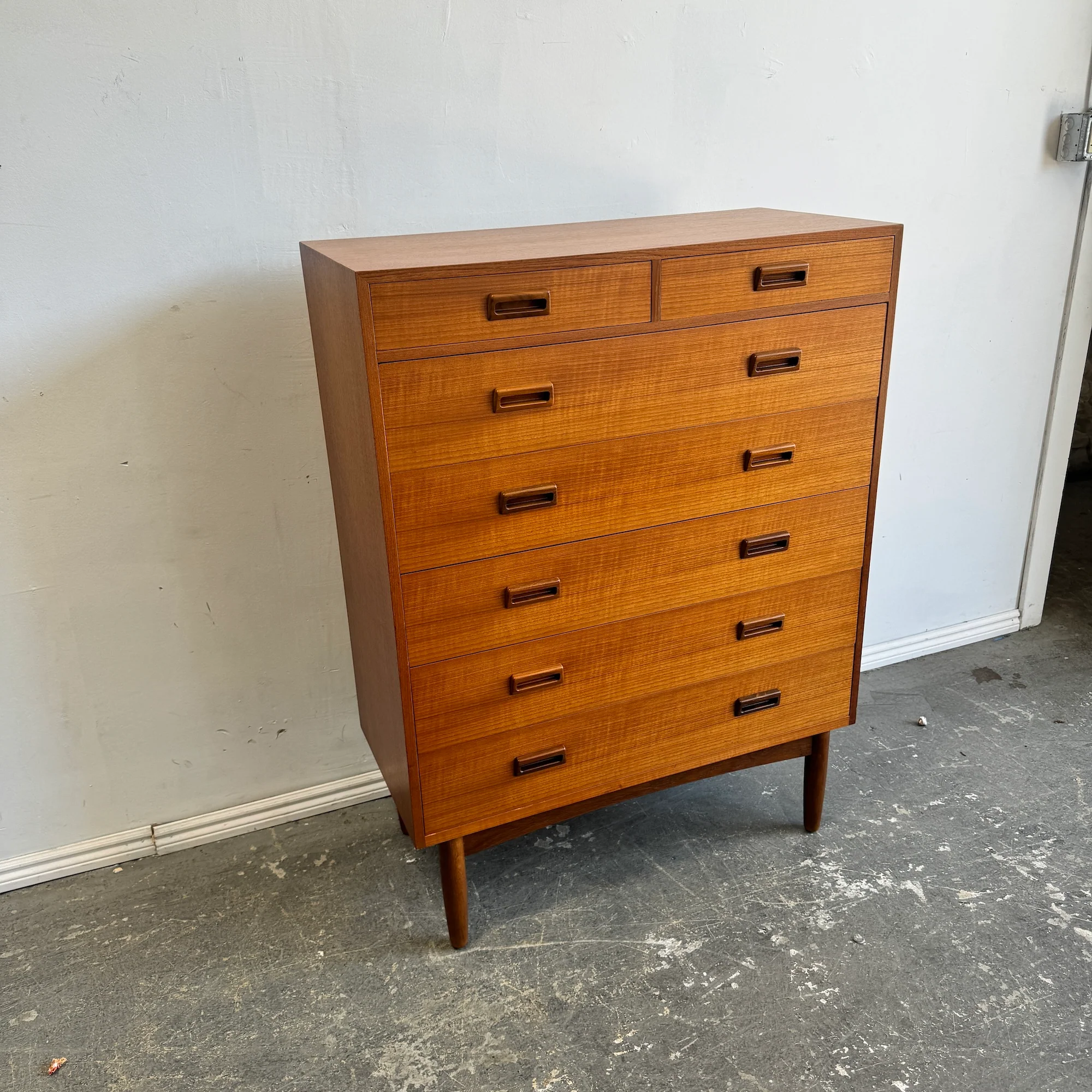 Danish Modern FDB Tall Boy Teak 7 Drawers Dresser - Image 2