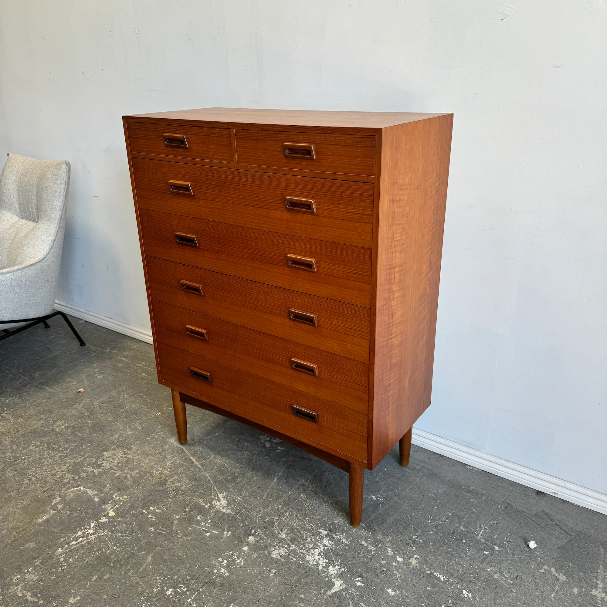Danish Modern FDB Tall Boy Teak 7 Drawers Dresser - Image 3