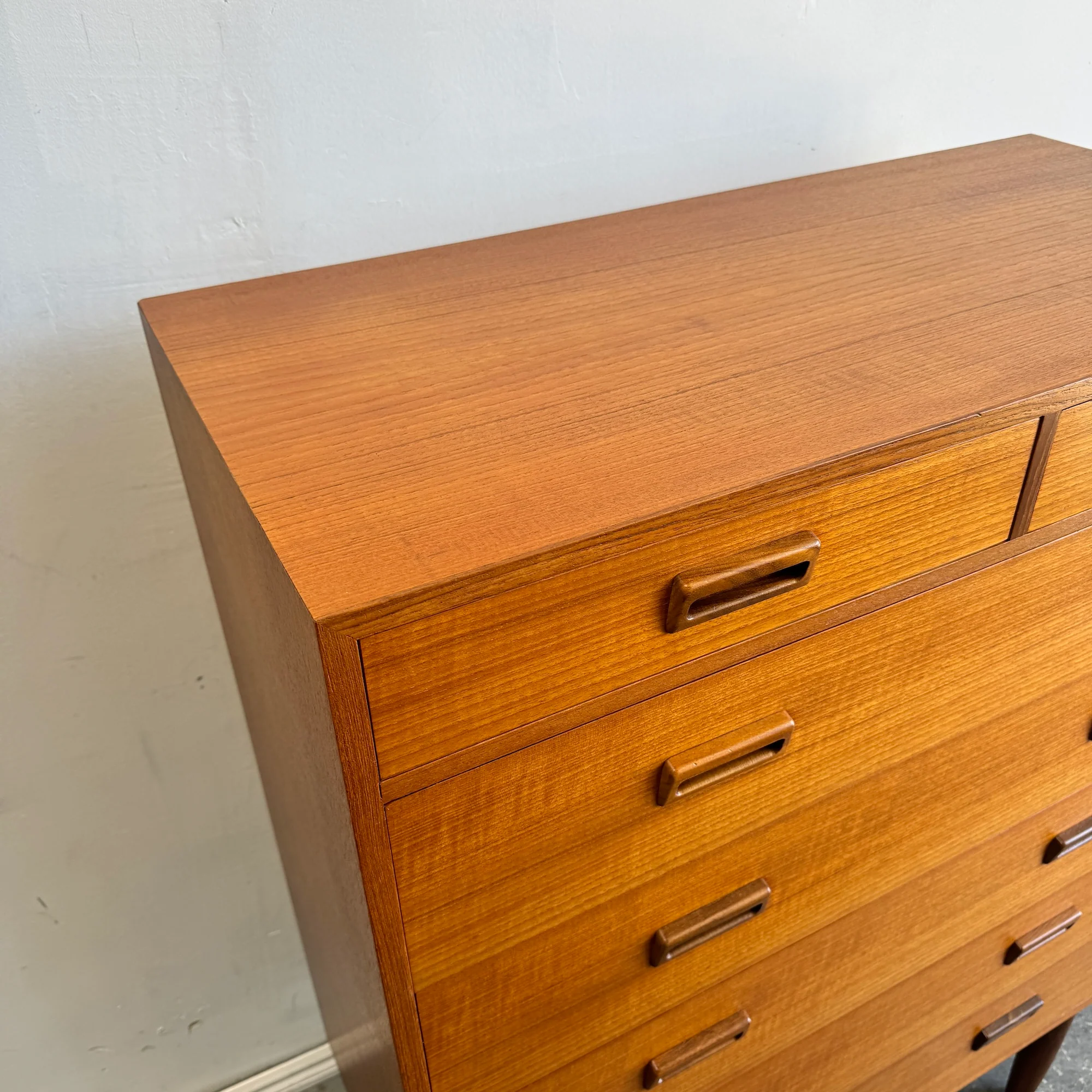 Danish Modern FDB Tall Boy Teak 7 Drawers Dresser - Image 7