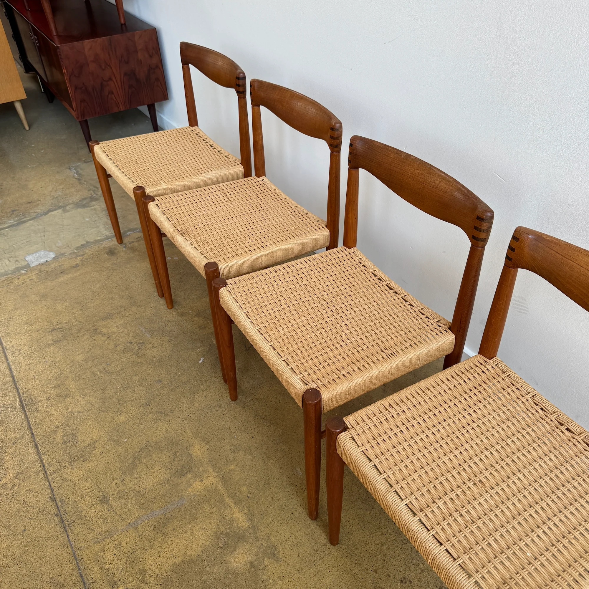 Danish Modern H.W. Klein Set of 4 for Bramin Paper Cord Dining Chairs, 1960s - Image 3