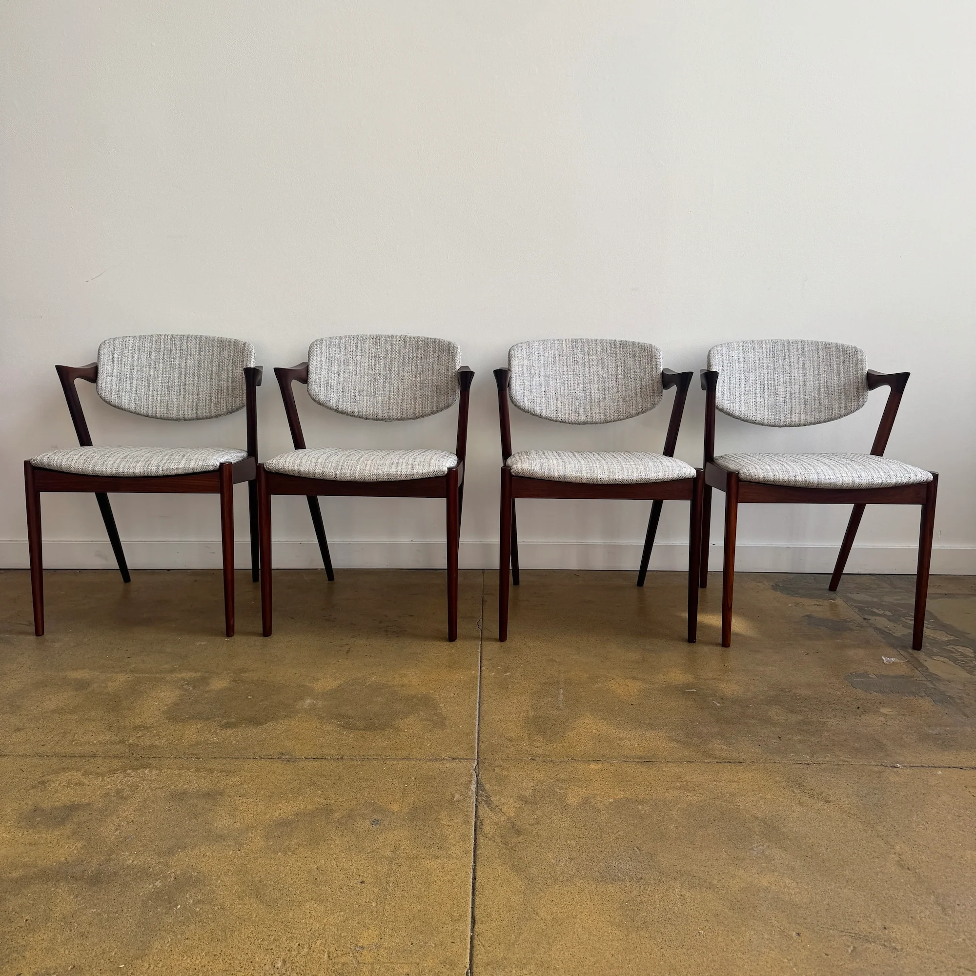 Danish Modern Kai Kristiansen set of 4 Rosewood Model 42 Dining Chairs (New Upholstery + Fully Refinished) - Image 2