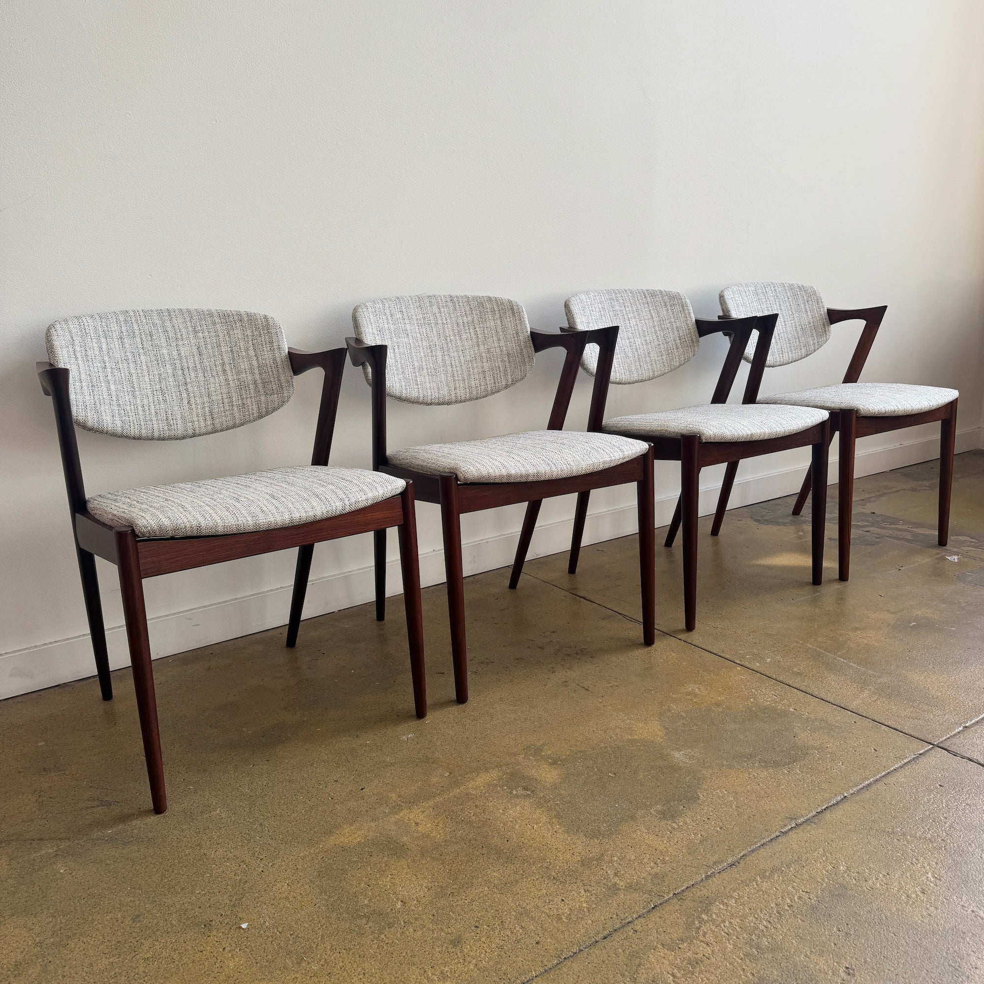 Danish Modern Kai Kristiansen set of 4 Rosewood Model 42 Dining Chairs (New Upholstery + Fully Refinished) - Image 3