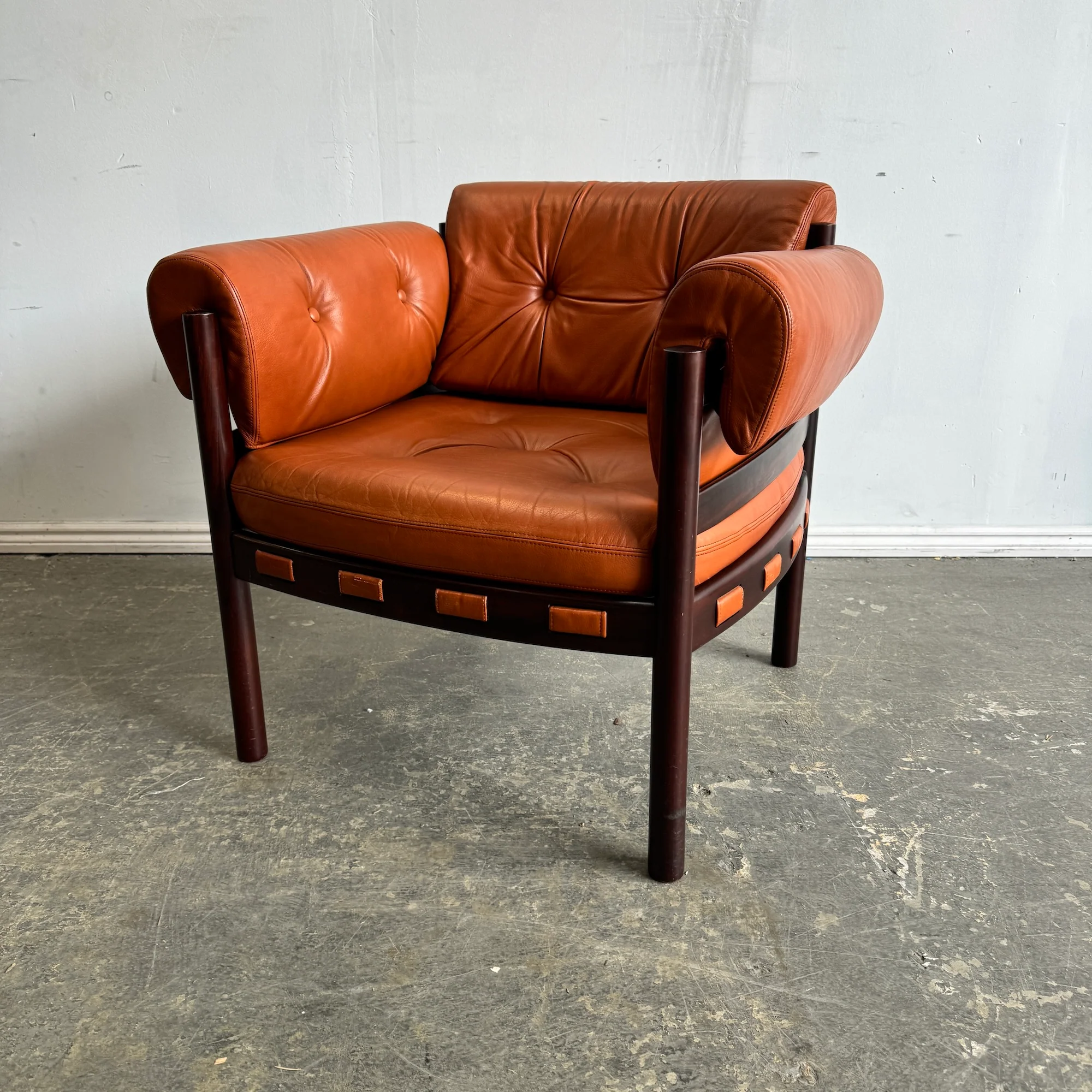 Danish Modern Leather & Rosewood Lounge Chair by Arne Norell - Image 2