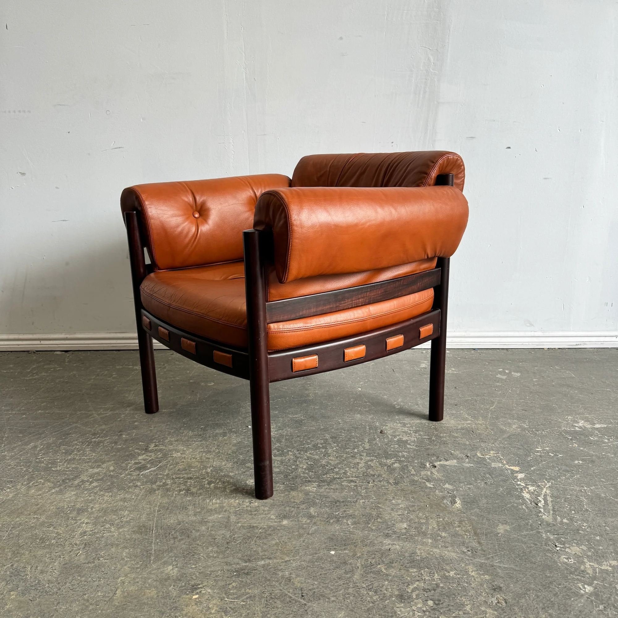 Danish Modern Leather & Rosewood Lounge Chair by Arne Norell - Image 3