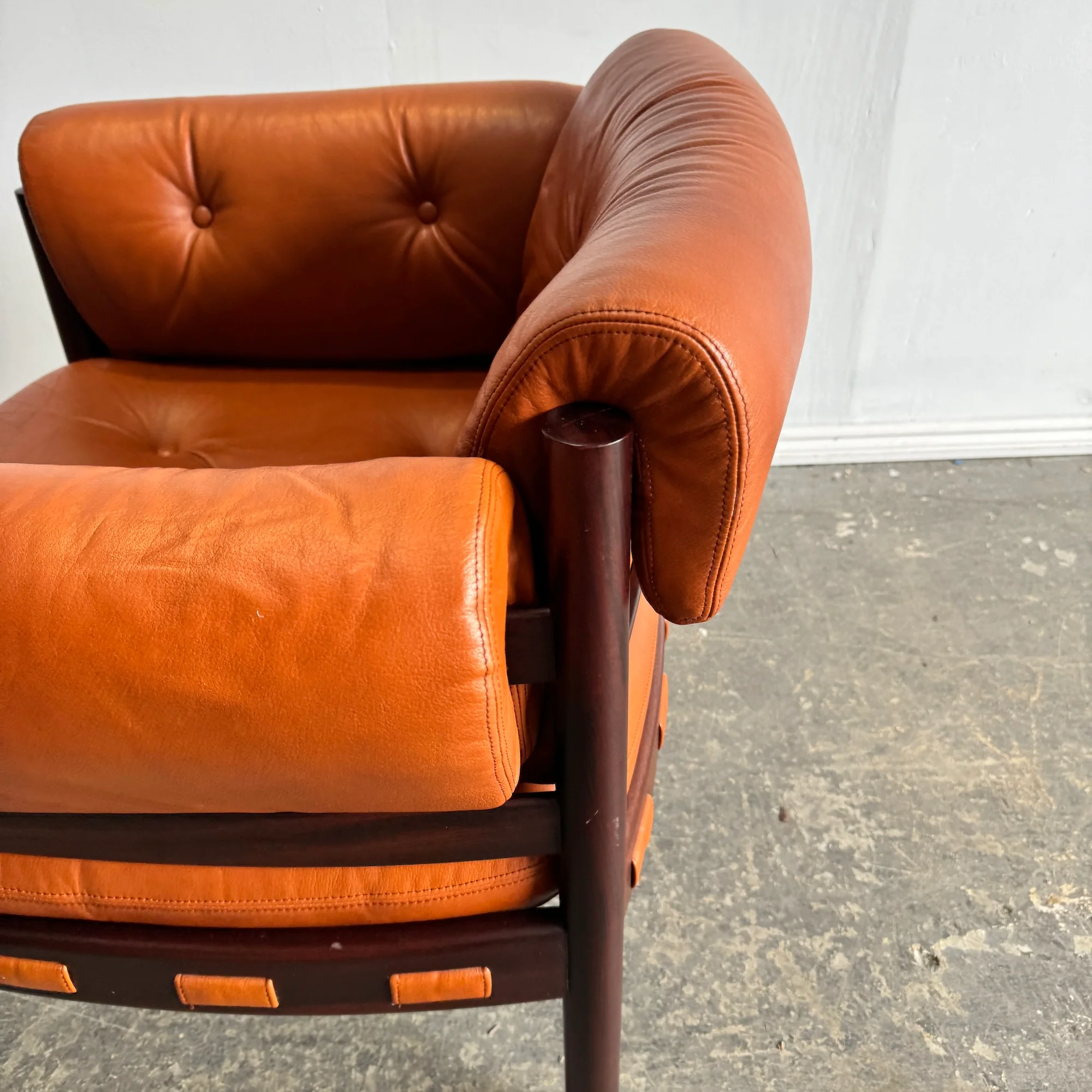 Danish Modern Leather & Rosewood Lounge Chair by Arne Norell - Image 5