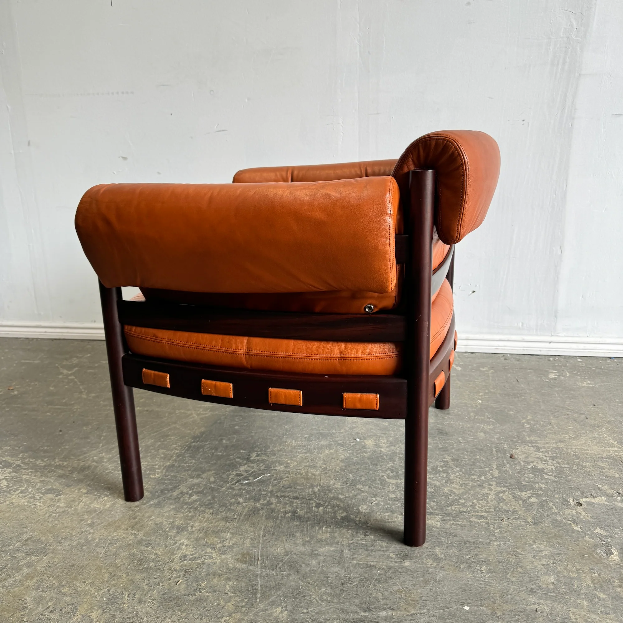 Danish Modern Leather & Rosewood Lounge Chair by Arne Norell - Image 6