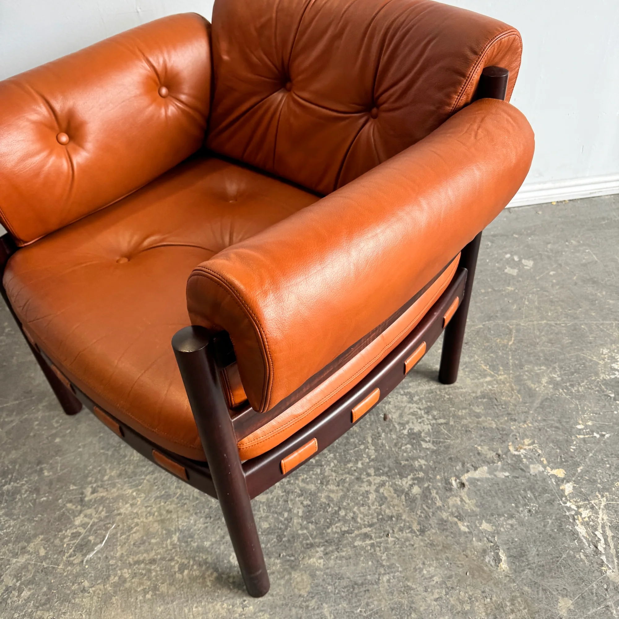 Danish Modern Leather & Rosewood Lounge Chair by Arne Norell - Image 8
