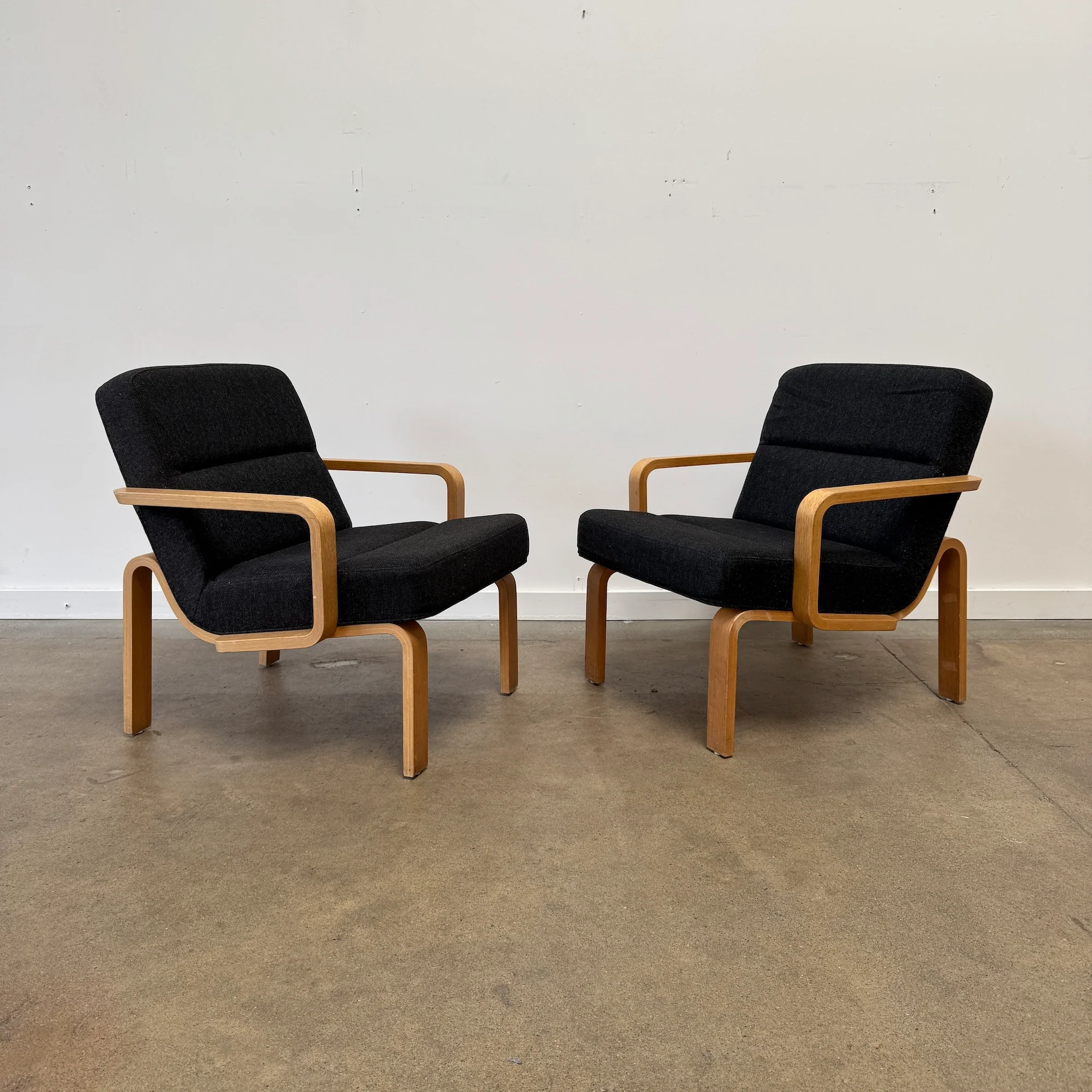 Danish Modern Magnus Olesen Plywood Lounge Chairs by Rud Thygesen