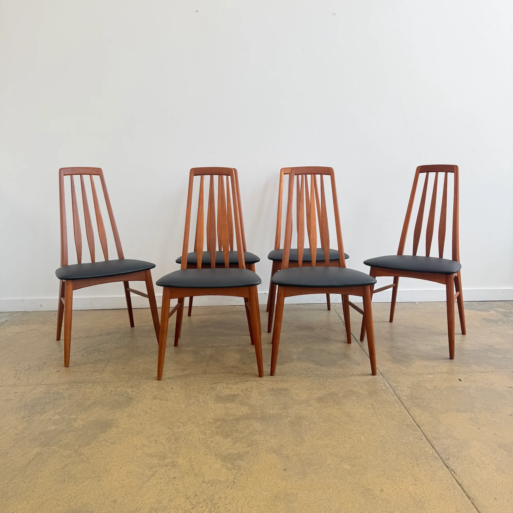 Danish Modern Niels Koefoed Set of 6 Teakwood “Eva,” Dining Chairs (Fully Restored)