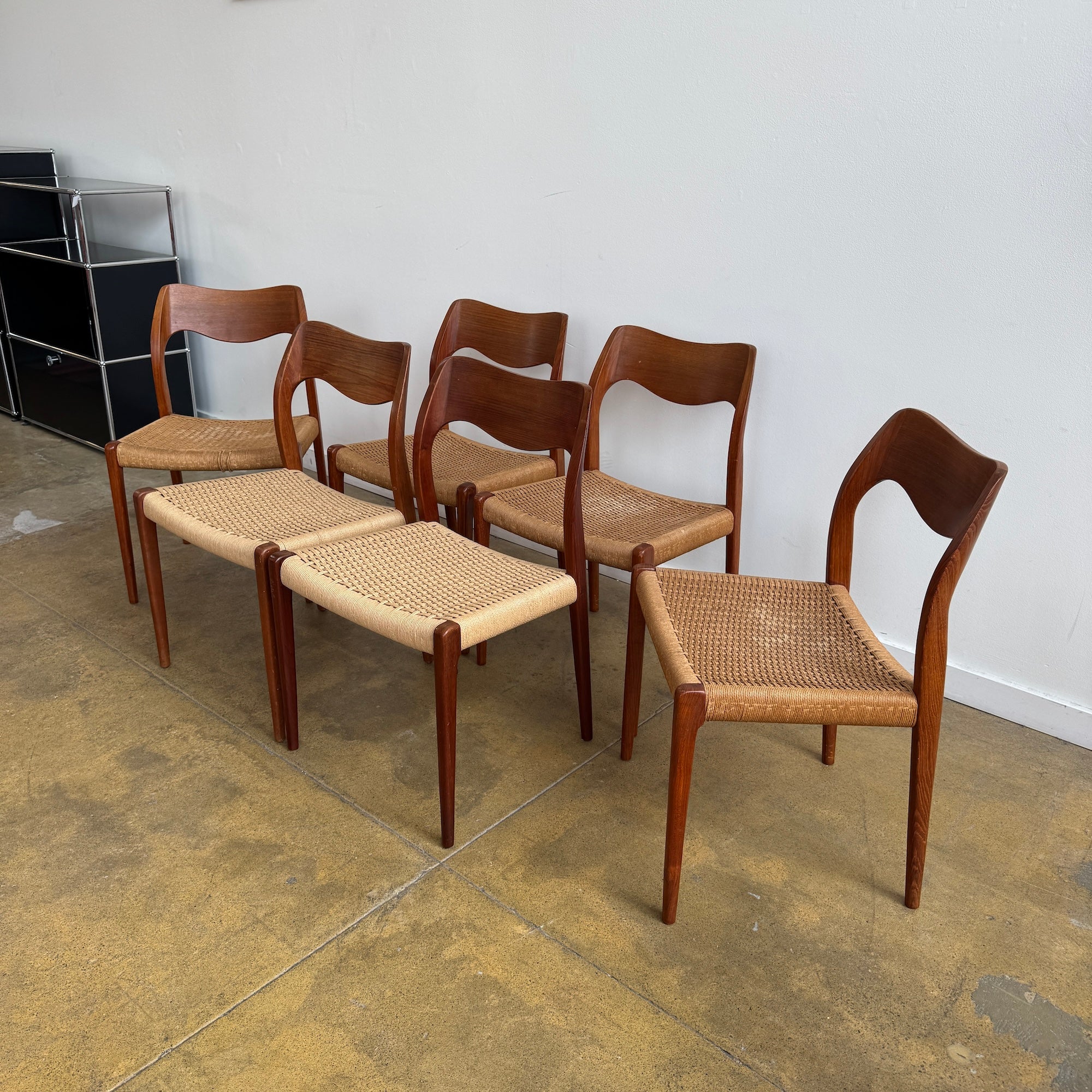 Danish Modern Niels Moller "Set of 6" Model 71 Teak dining chairs (Restoration Included) - Image 3