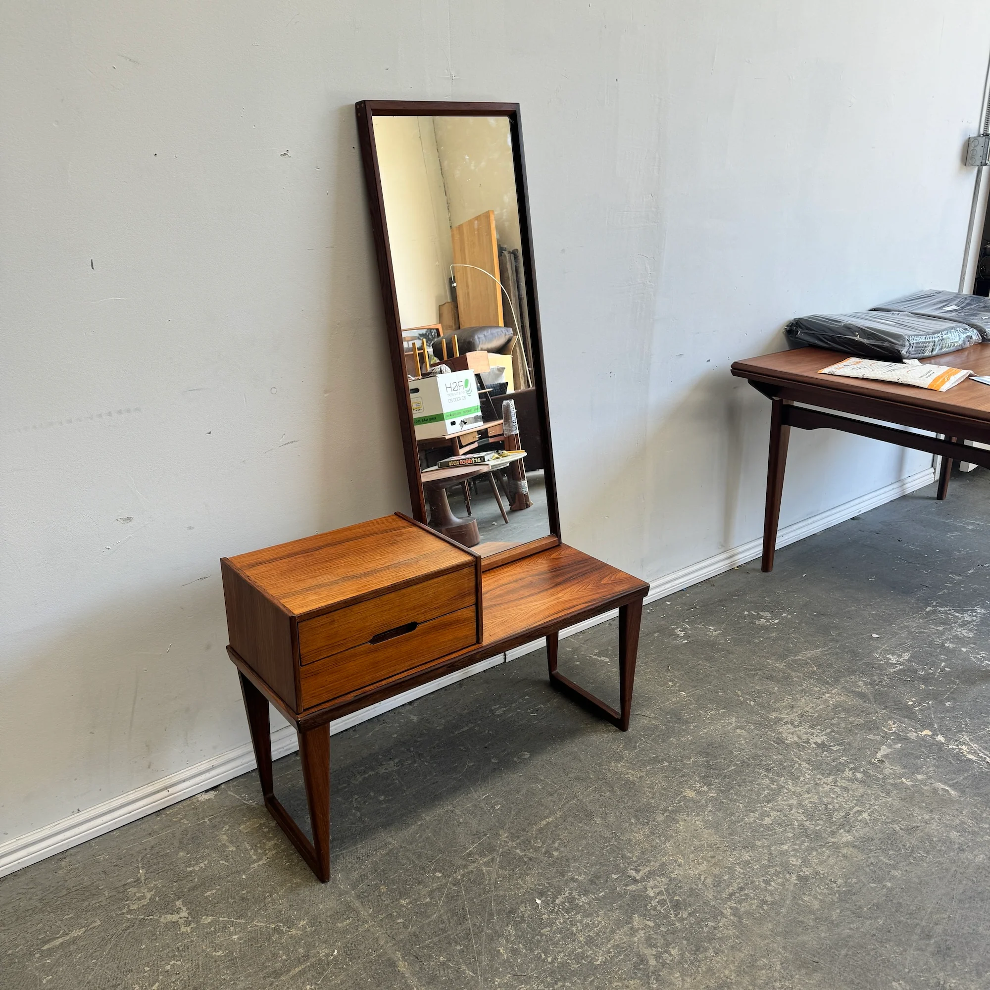 Danish Modern Rare Rosewood Kai Kristiansen for Aksel Kjersgaard Entryway bench with Mirror - Image 3