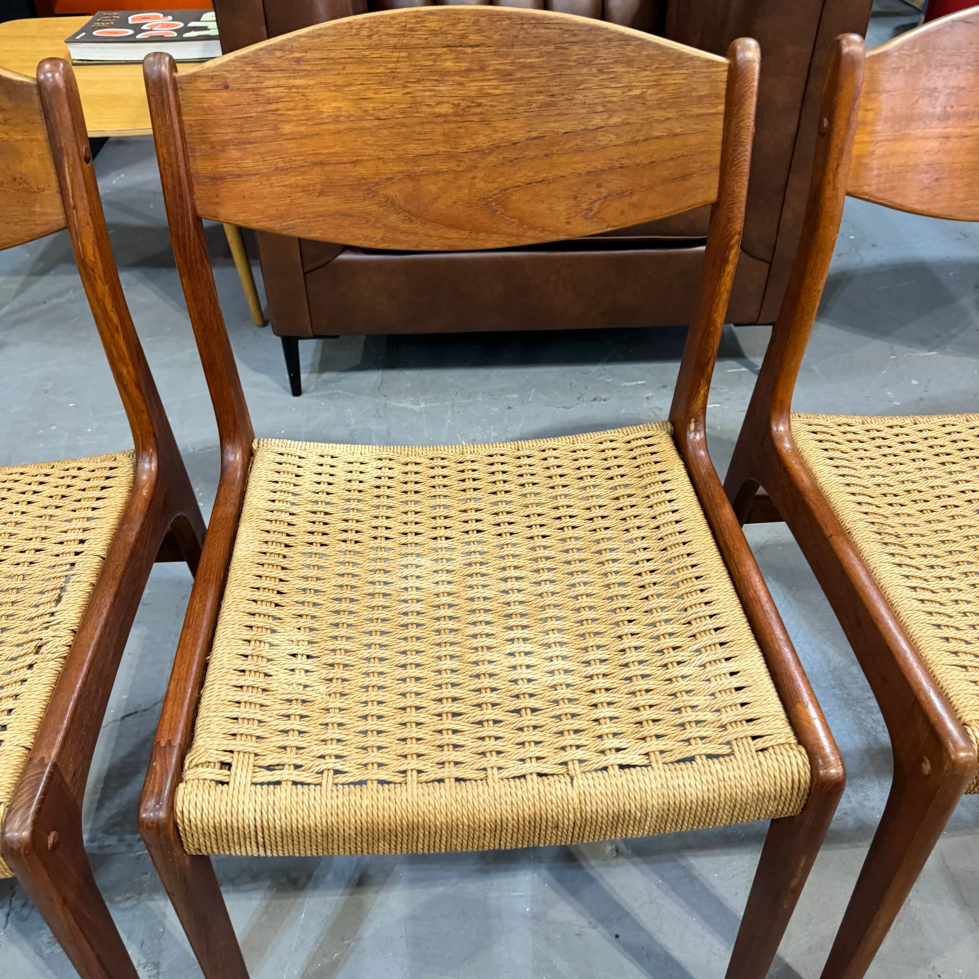 Danish Modern set of 8 Poul volther style cord dining chairs - Image 3