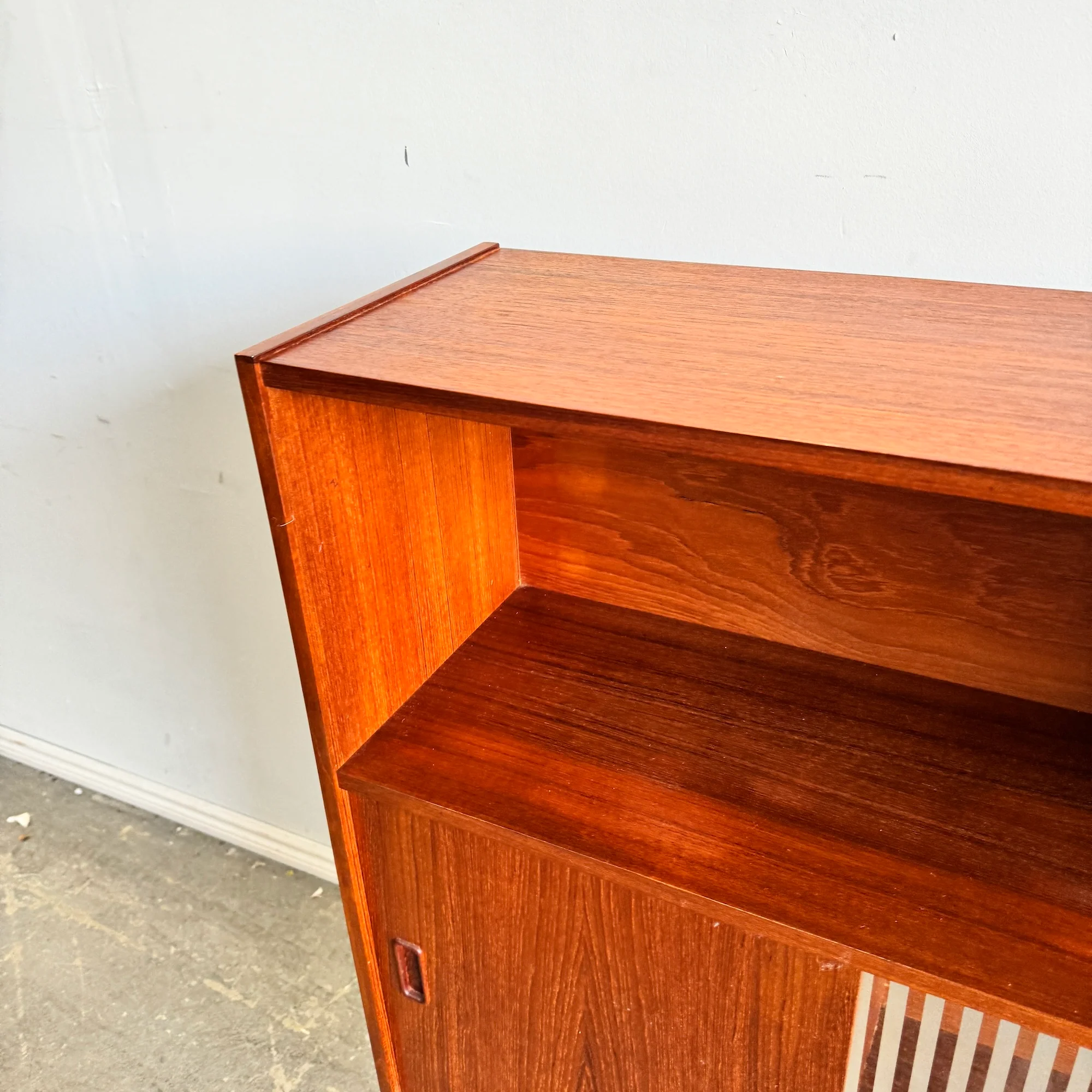 Danish Modern Teak Bookcase Sliding door - Image 4