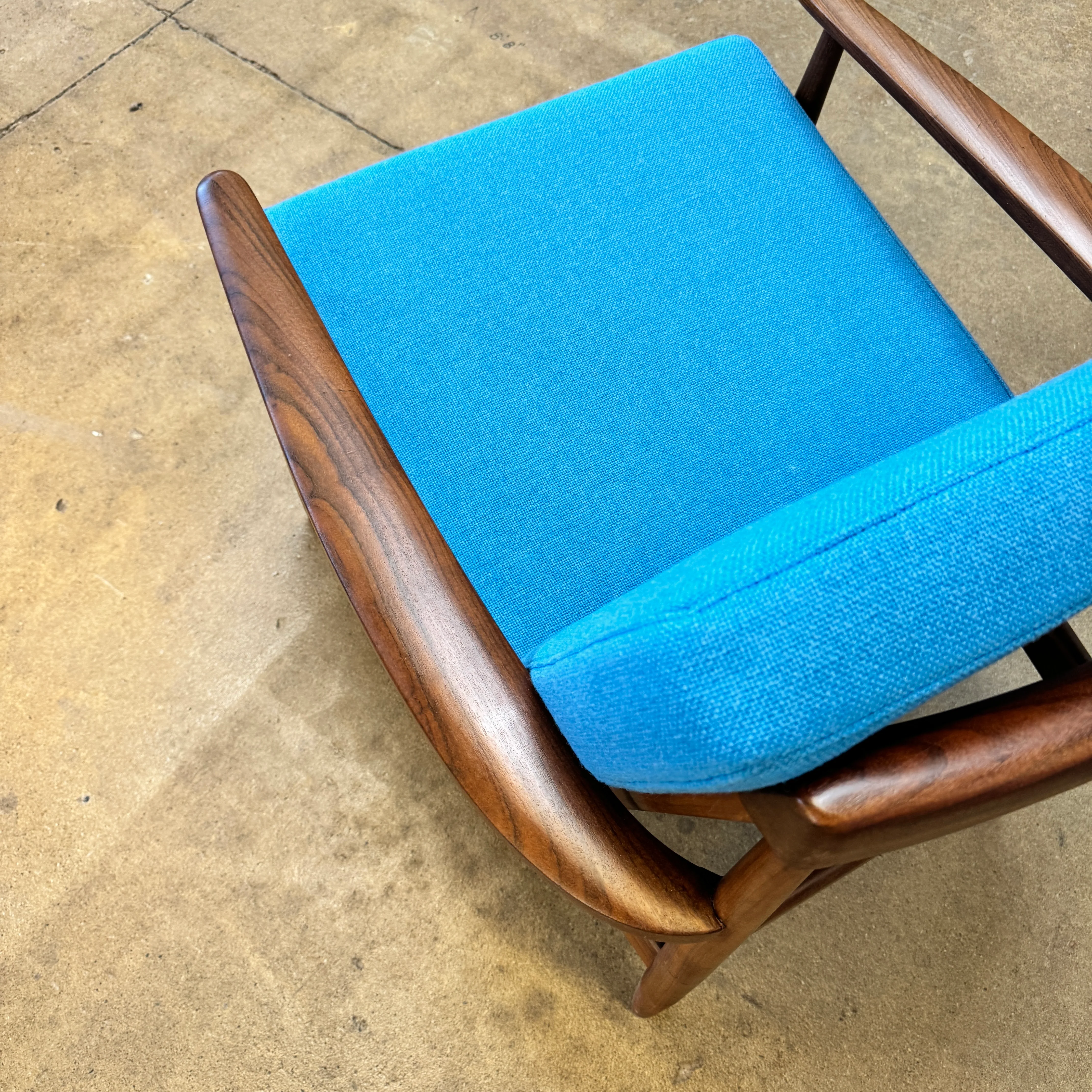 Danish Modern Teak Easy Chair with new Maharam upholstery - Image 7