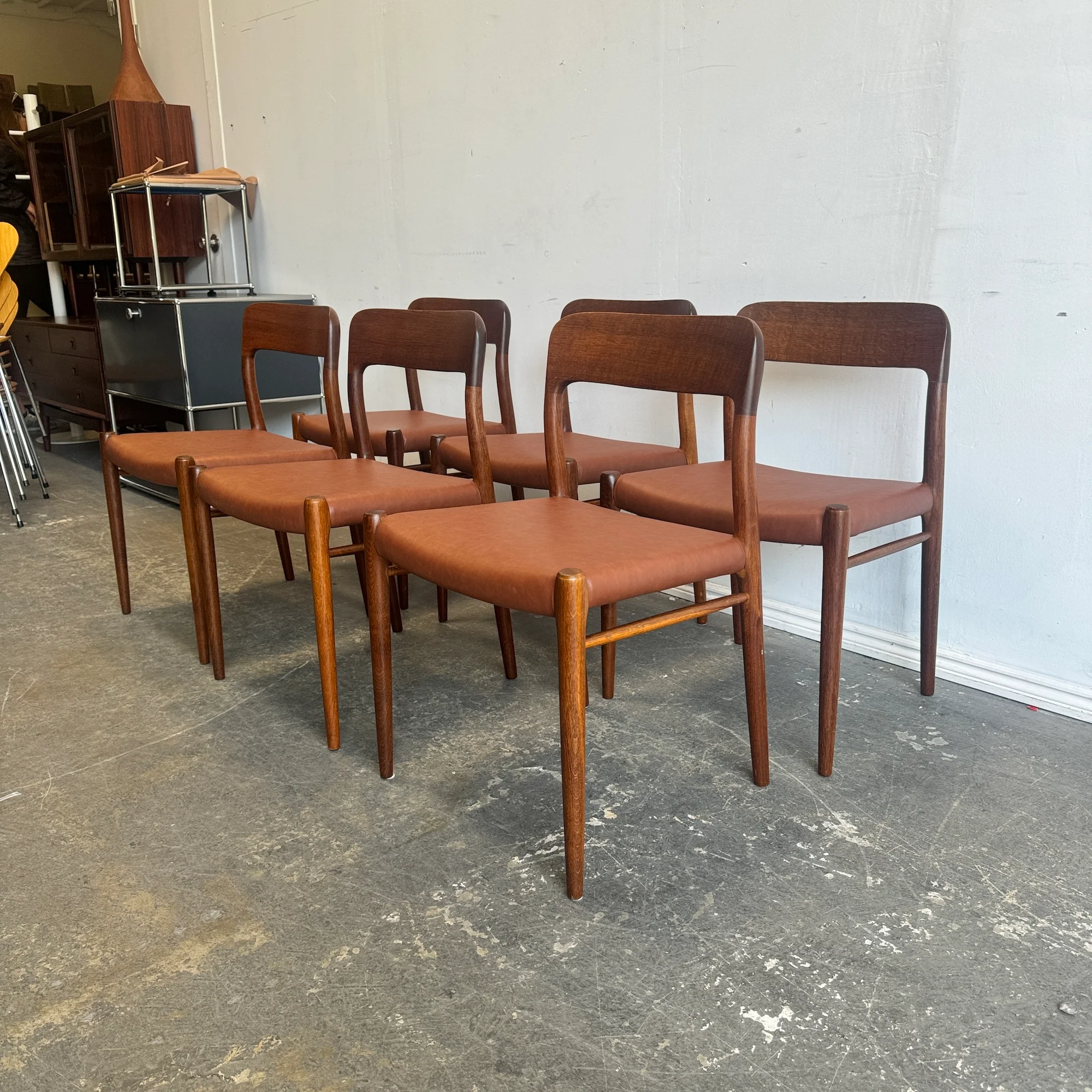 Danish Modern Teak set of 6 Niels Moller Model 75 dining chairs - Image 2