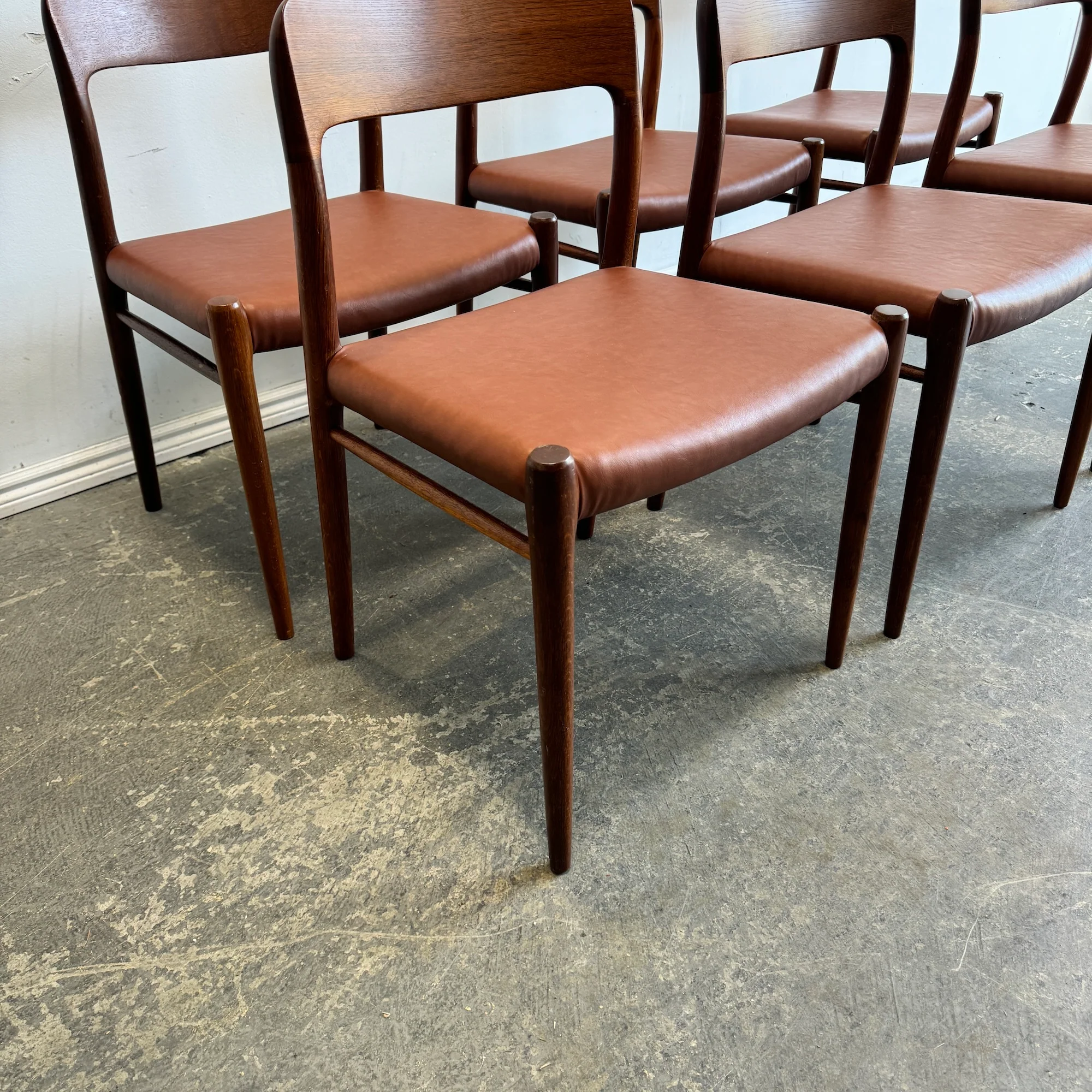 Danish Modern Teak set of 6 Niels Moller Model 75 dining chairs - Image 3