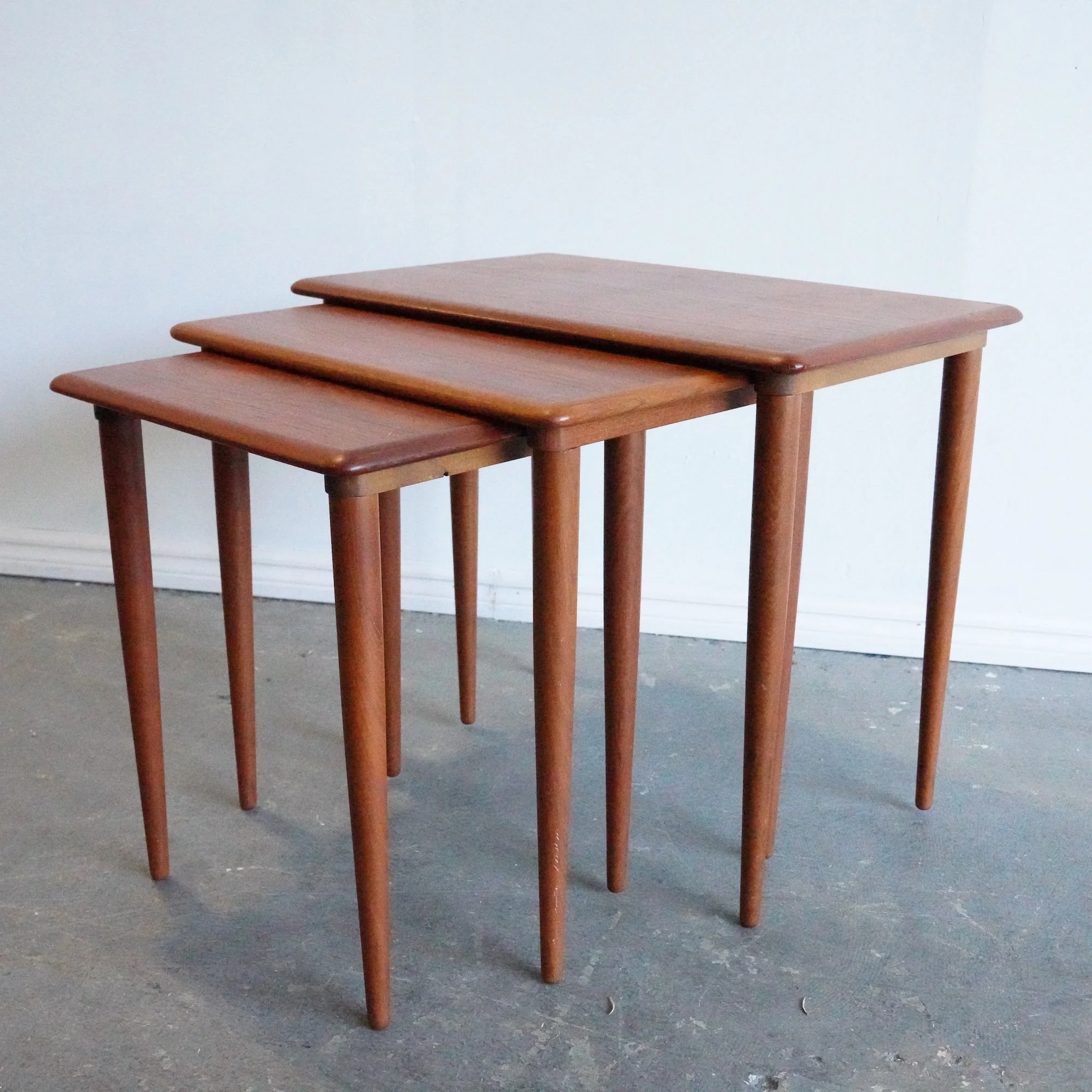 Danish Set of 3 teak nest tables by Svend Madsen