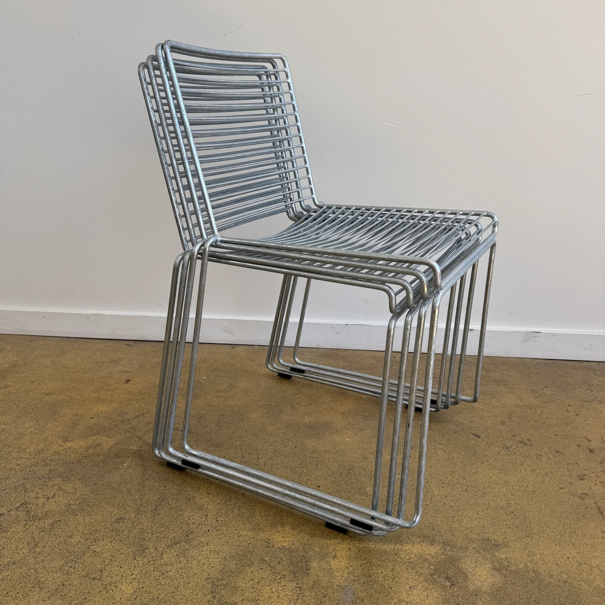 HAY Hee Galvanized Steel Indoor/ Outdoor Stacking 4 Chairs - Image 2