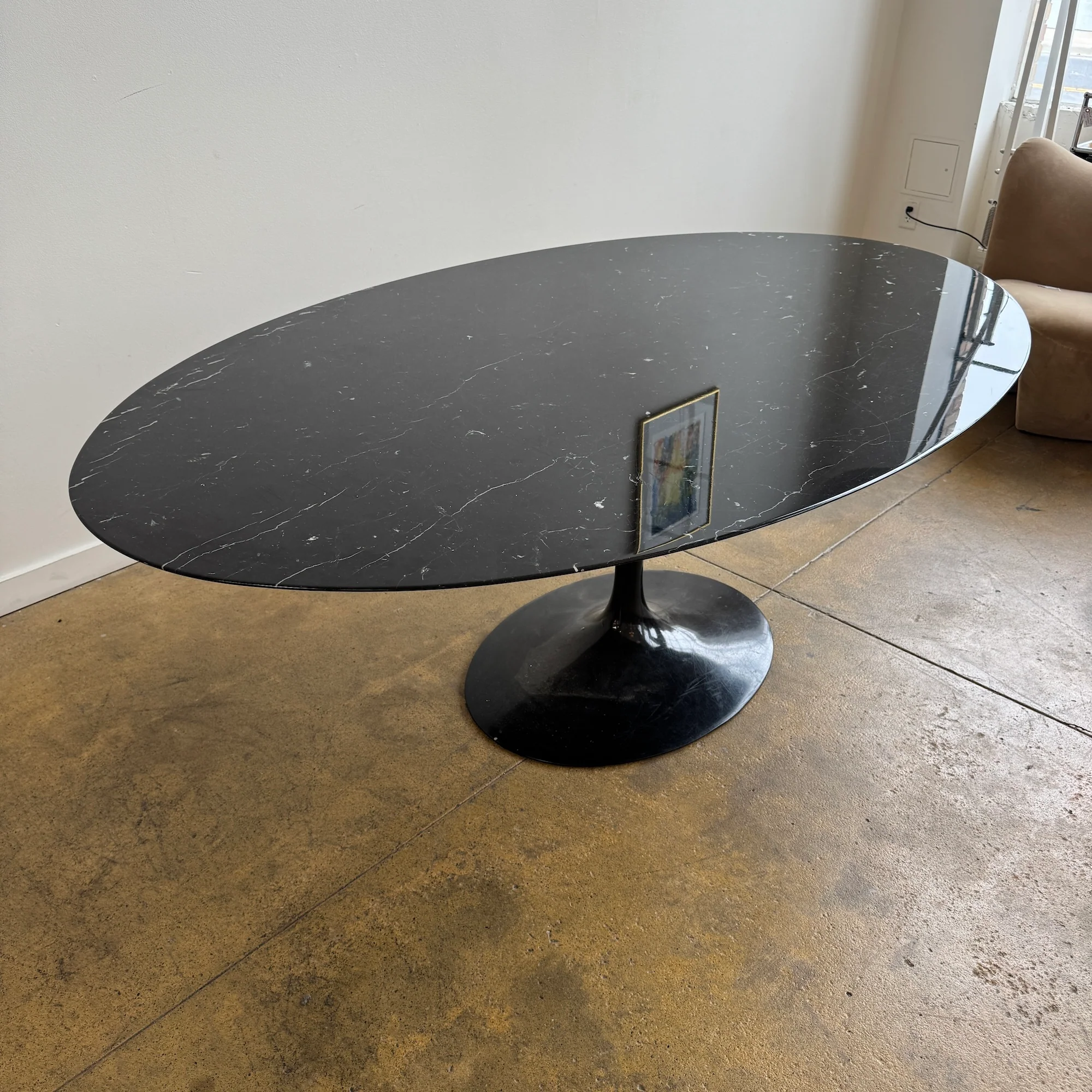 Knoll® Saarinen Oval 78' Nero Marquina  Dining Table - Image 4