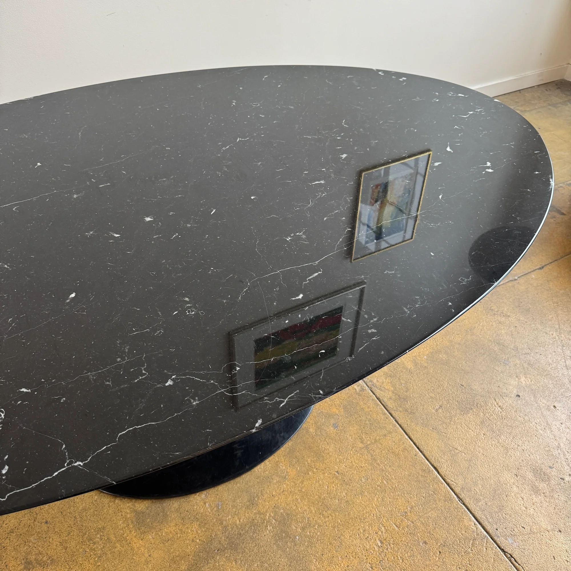 Knoll® Saarinen Oval 78' Nero Marquina  Dining Table - Image 6