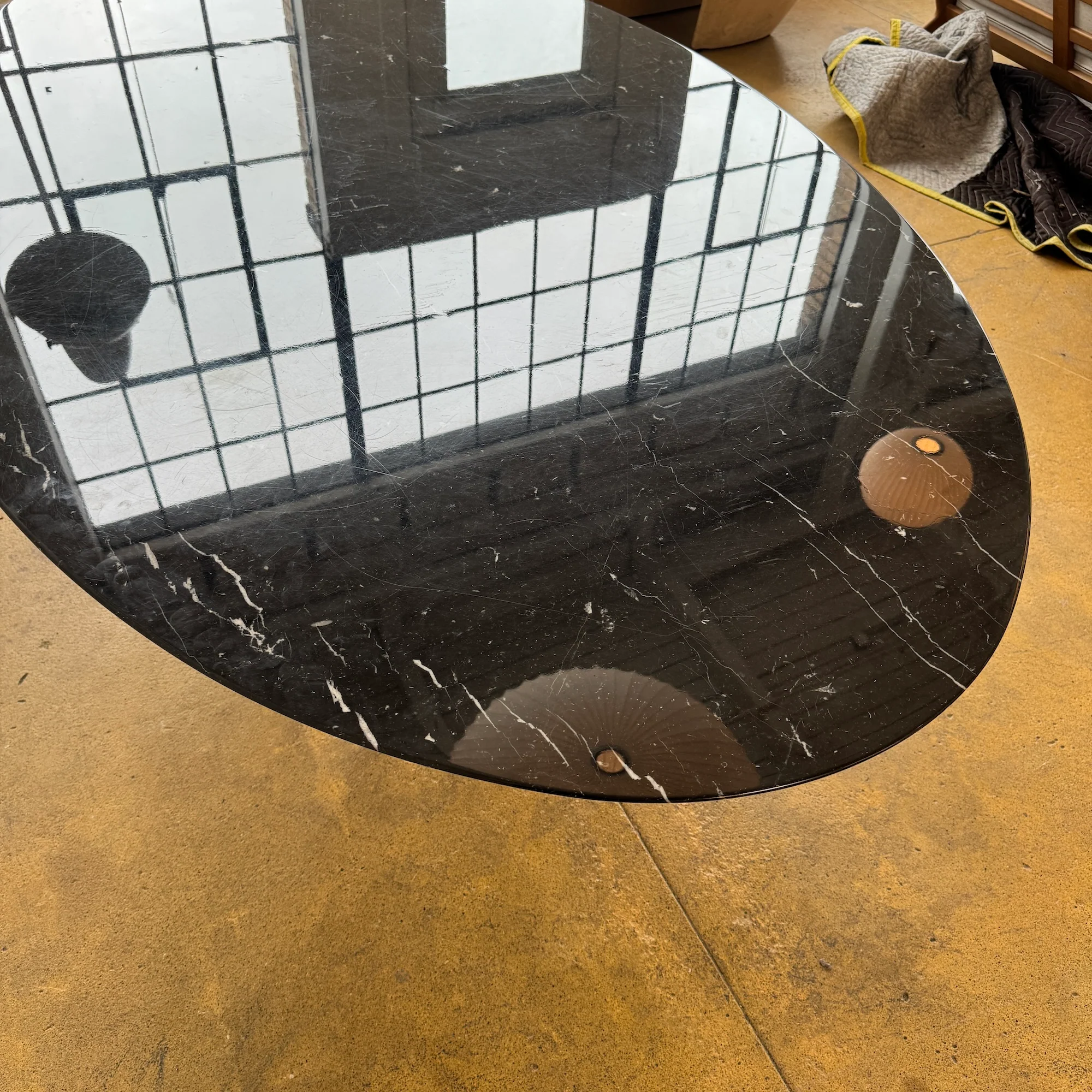 Knoll® Saarinen Oval 78' Nero Marquina  Dining Table - Image 9