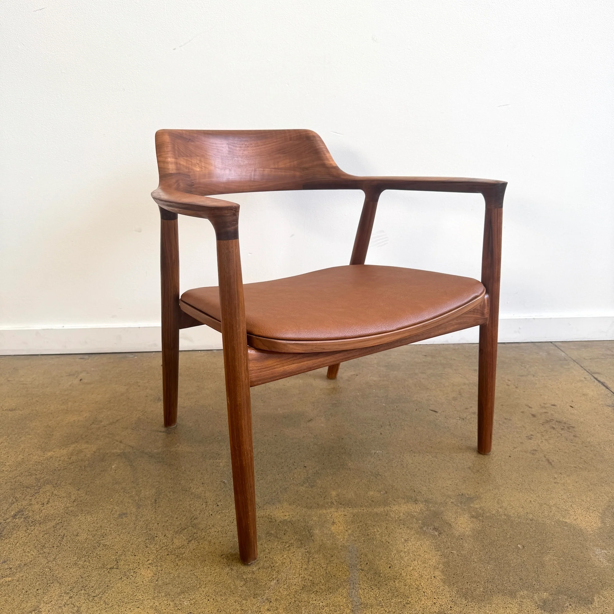 Maruni Hiroshima Walnut Leather Lounge Chair by Naoto Fukasawa