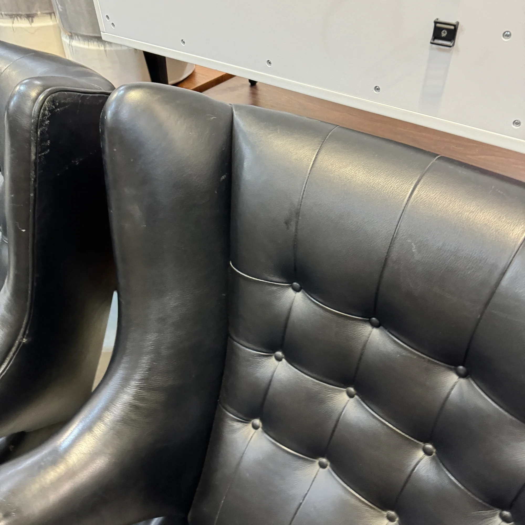 Modernica Papa Bear Chair with ottoman in leather upholstery - Image 6