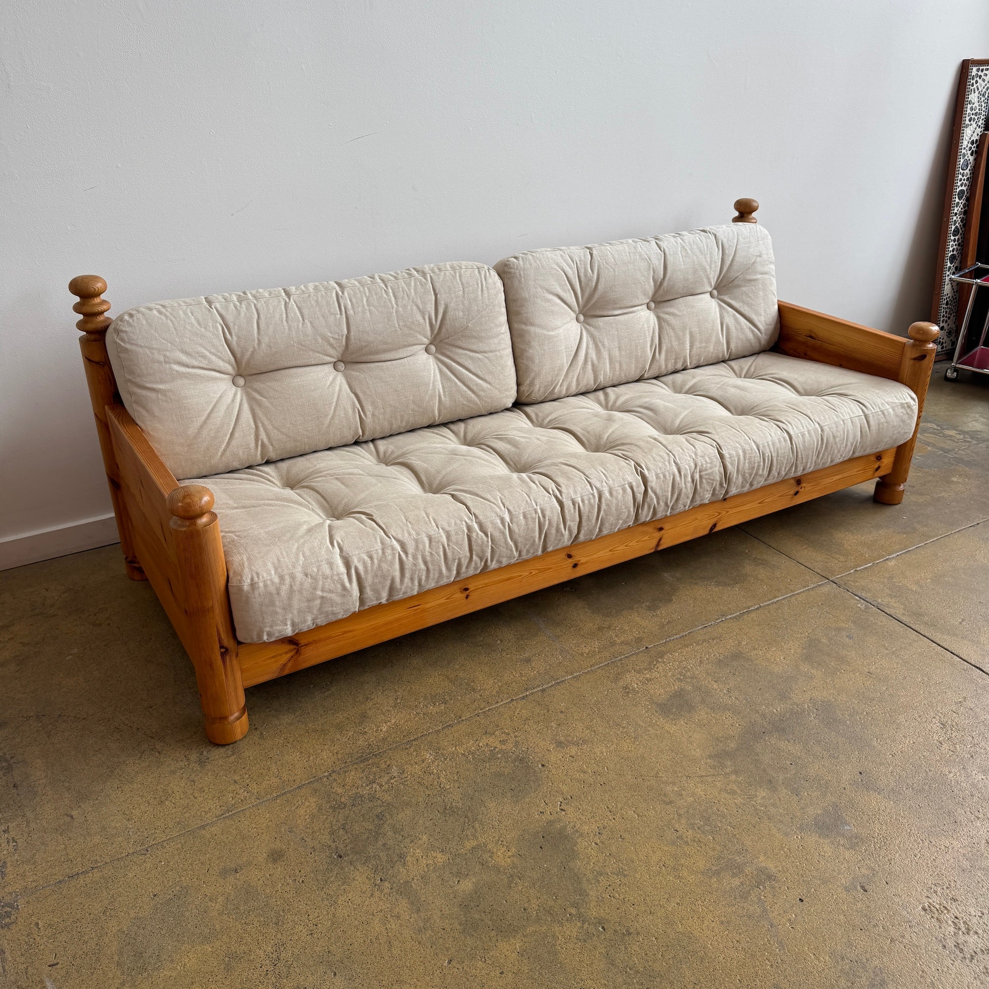 Rare! Swedish Uno & Öste Kristiansson Pinewood Sofa for Luxus, 1970s - Image 2
