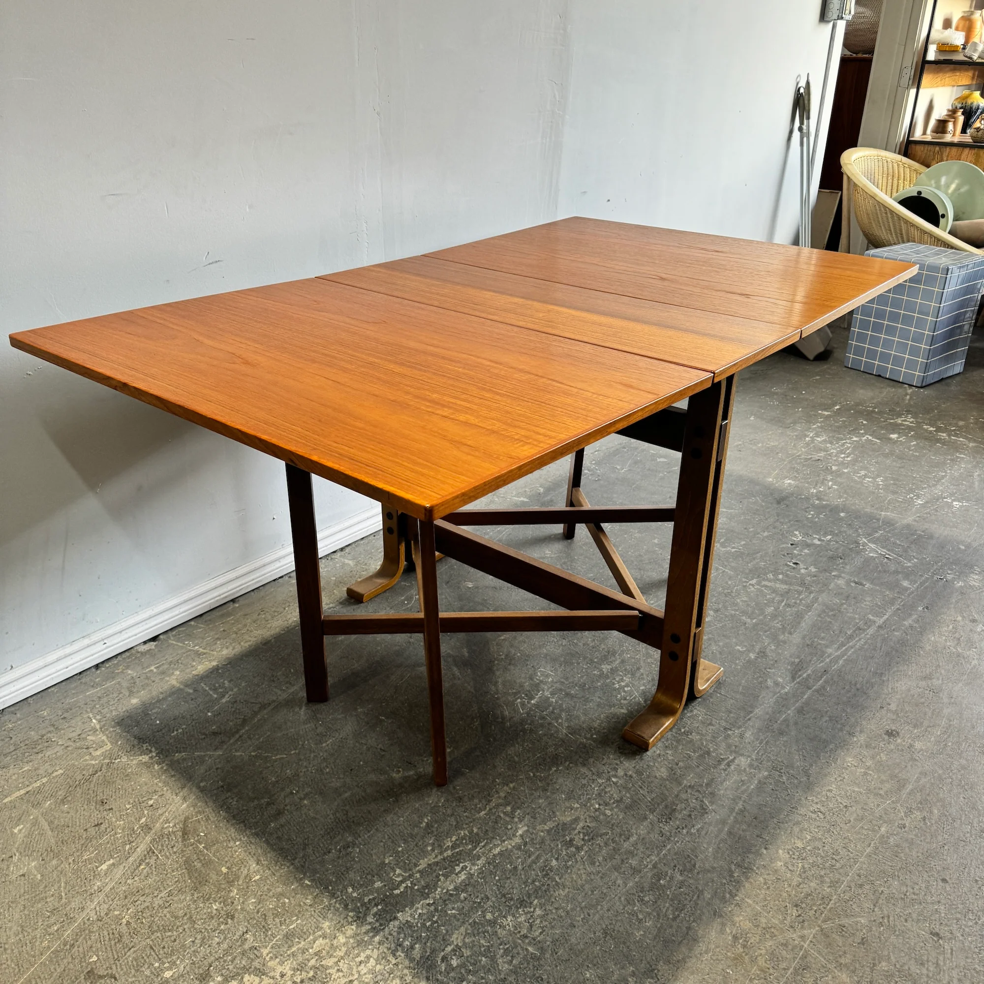 Vintage Drop Leaf Teak Dining Table Bruno Mathsson Style - Image 3