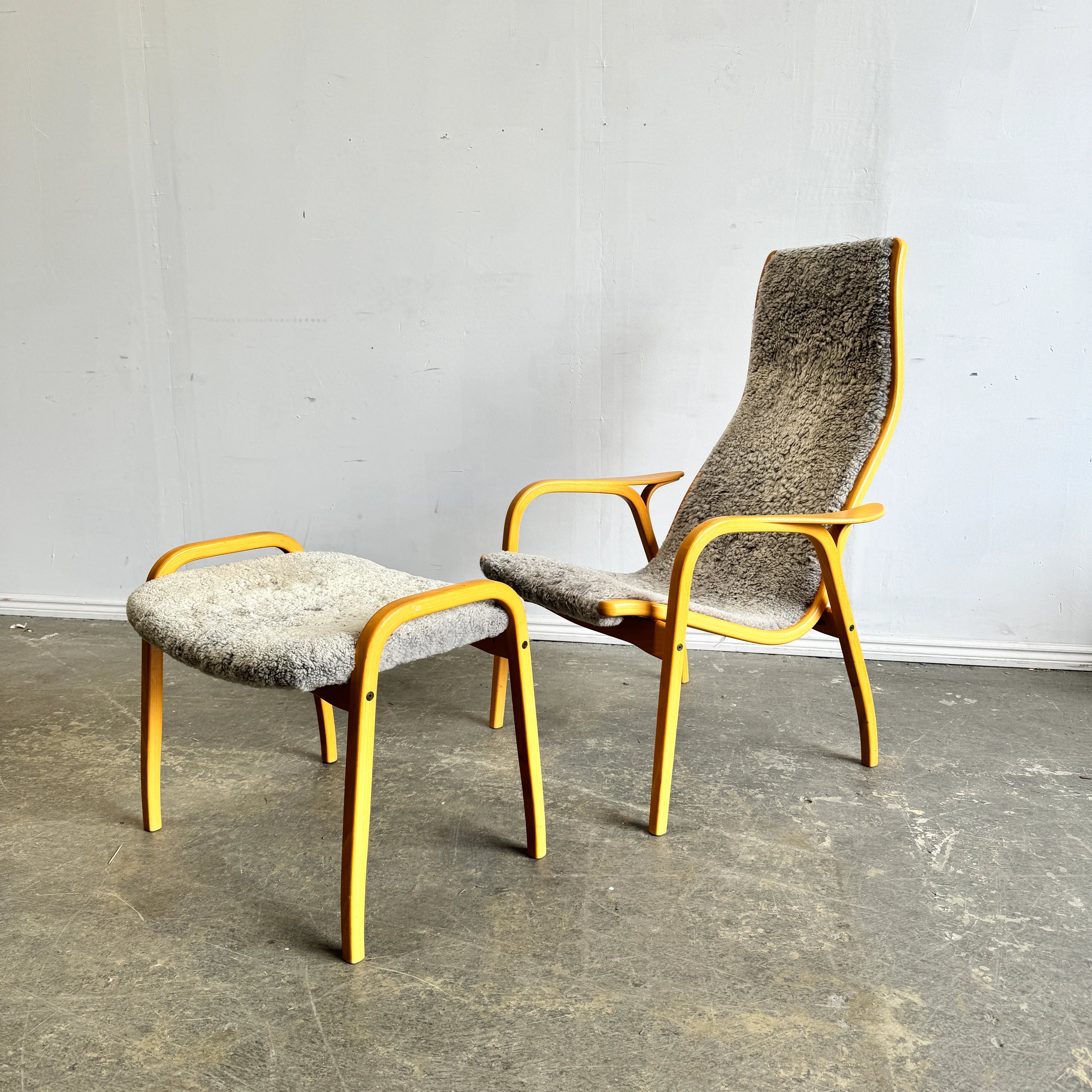 Vintage iconic Mid Century Lamino Sheepskin Lounge Chair by Yngve Ekström for Swedese