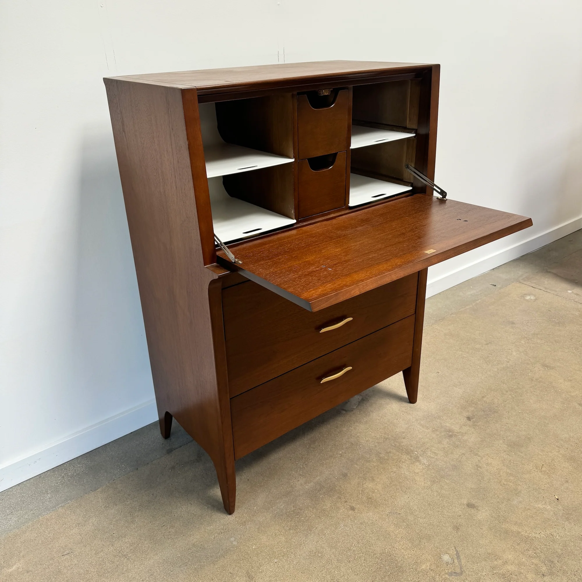 Vintage John Van Koert for Drexel Profile Highboy Dresser / Secretary Desk - Image 3