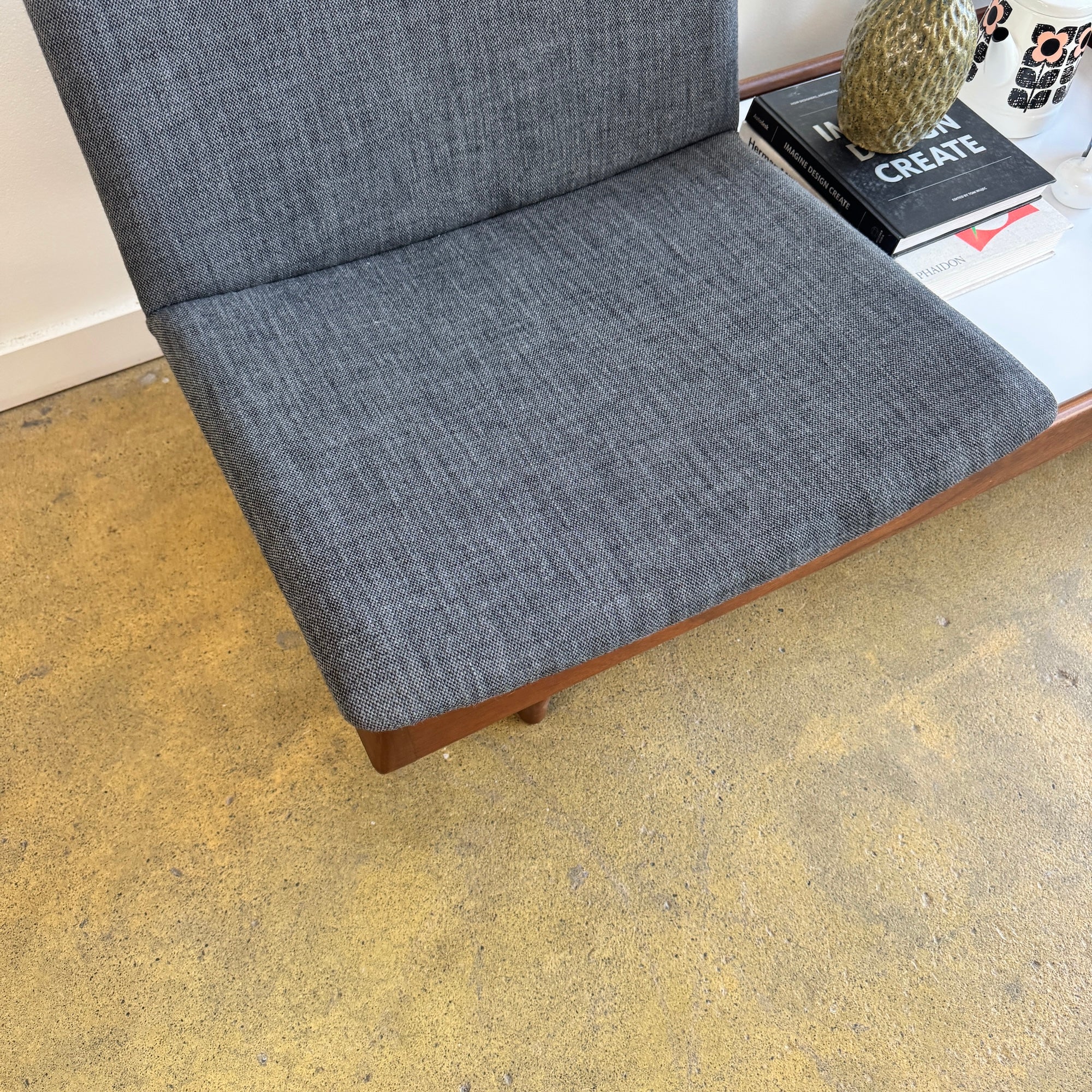 Vintage! Modular Walnut Sofa Bench with table by Gerald McCabe (New Upholstery) - Image 6
