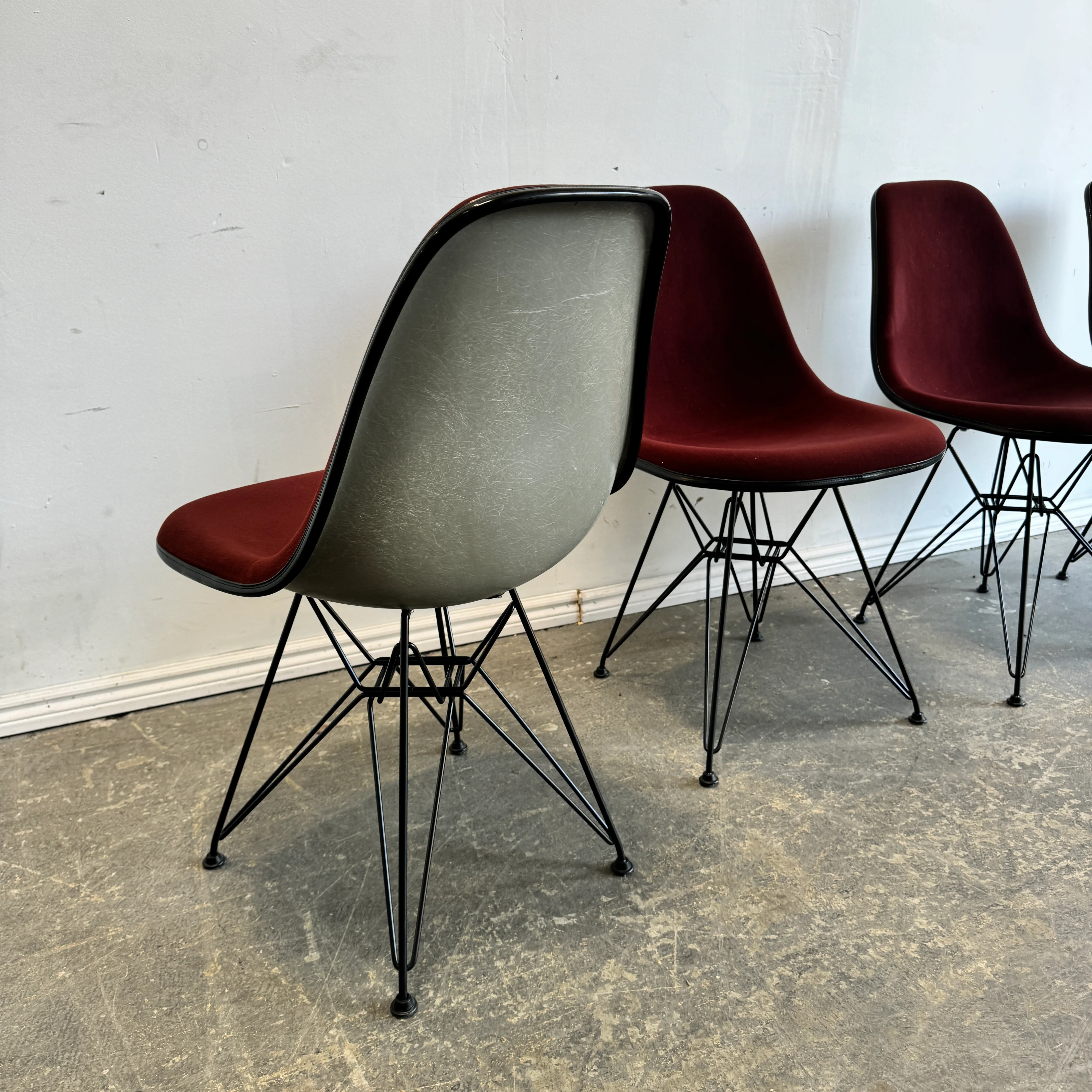Vitra! Eames Fiberglass Velvet upholstery dining chairs (Set of 4) - Image 7
