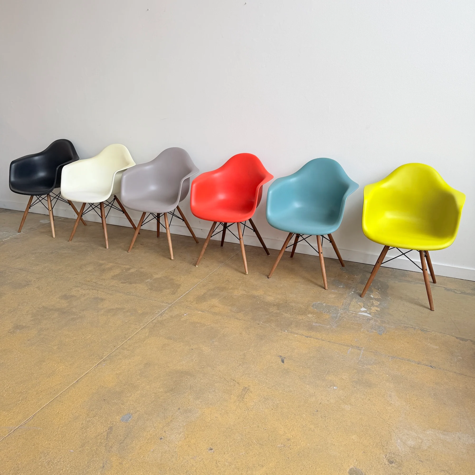 Vitra Eames Molded Plastic Armchair with Walnut Dowel Base - Set of 6 - Image 2